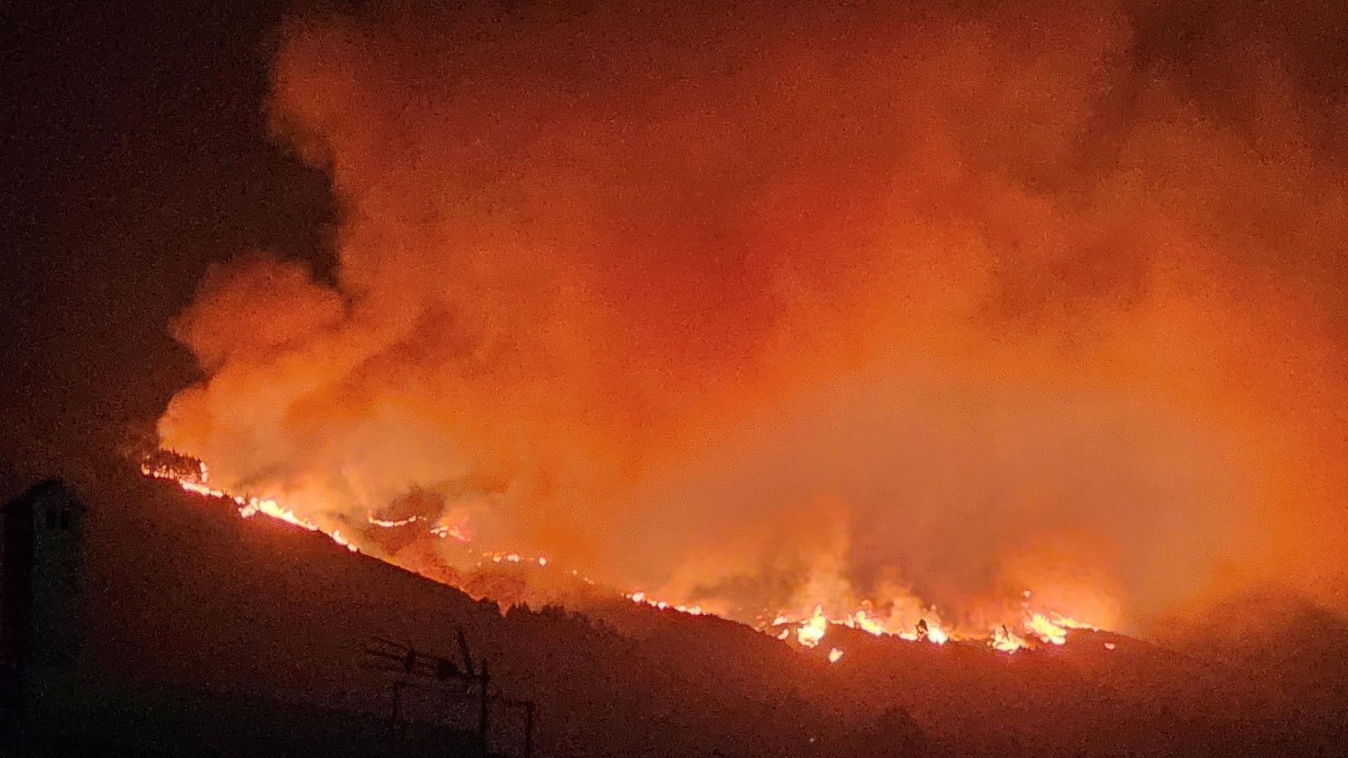 Incendio forestal declarado en los montes de Arafo