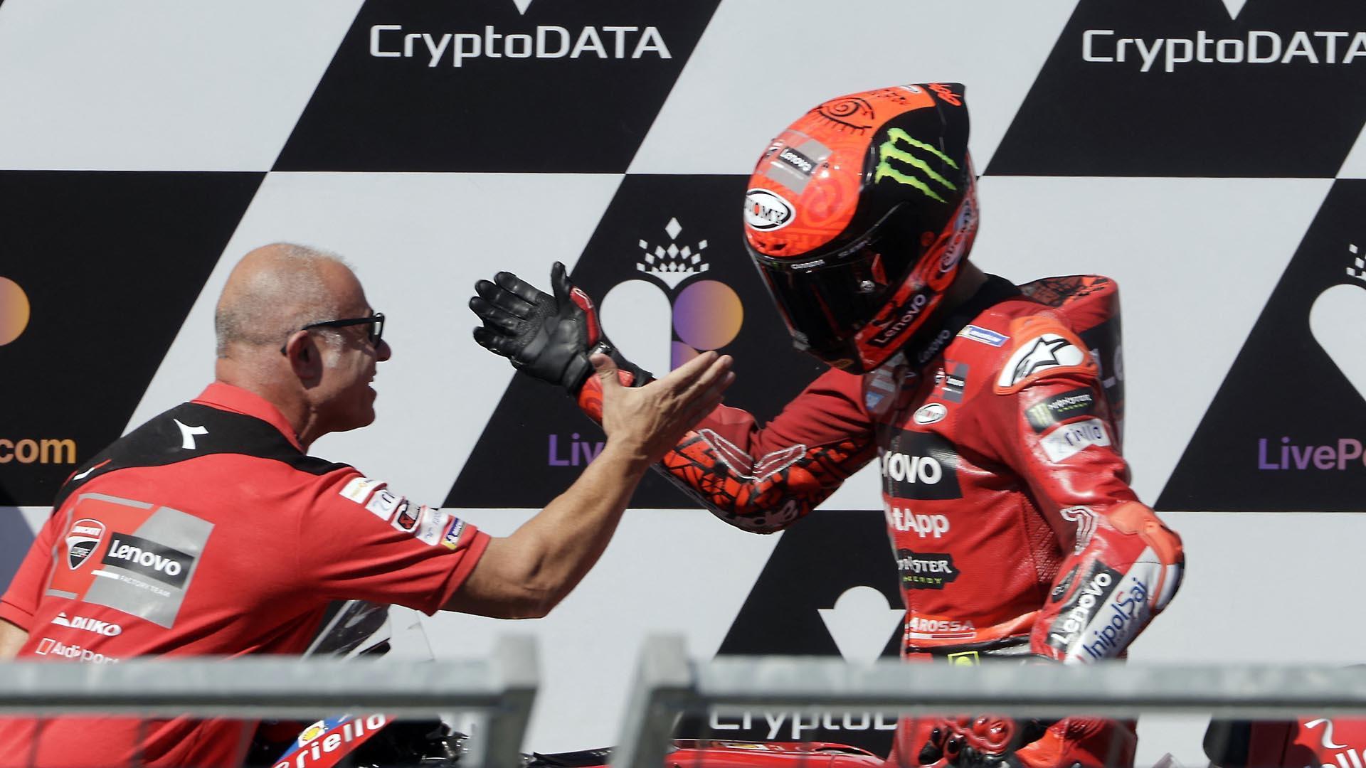 Francesco Bagnaia celebra la victoria en el GP de Austria