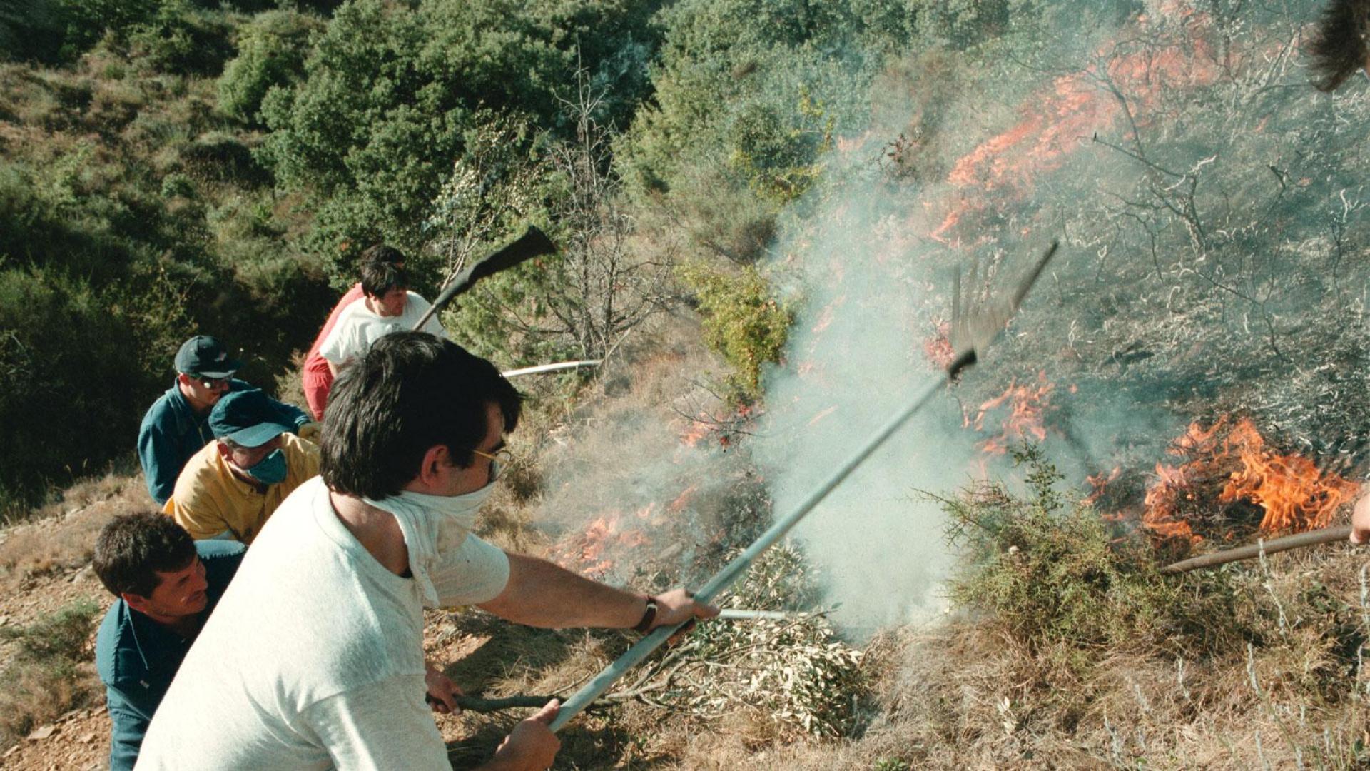 Apagando el incendio en Olleta