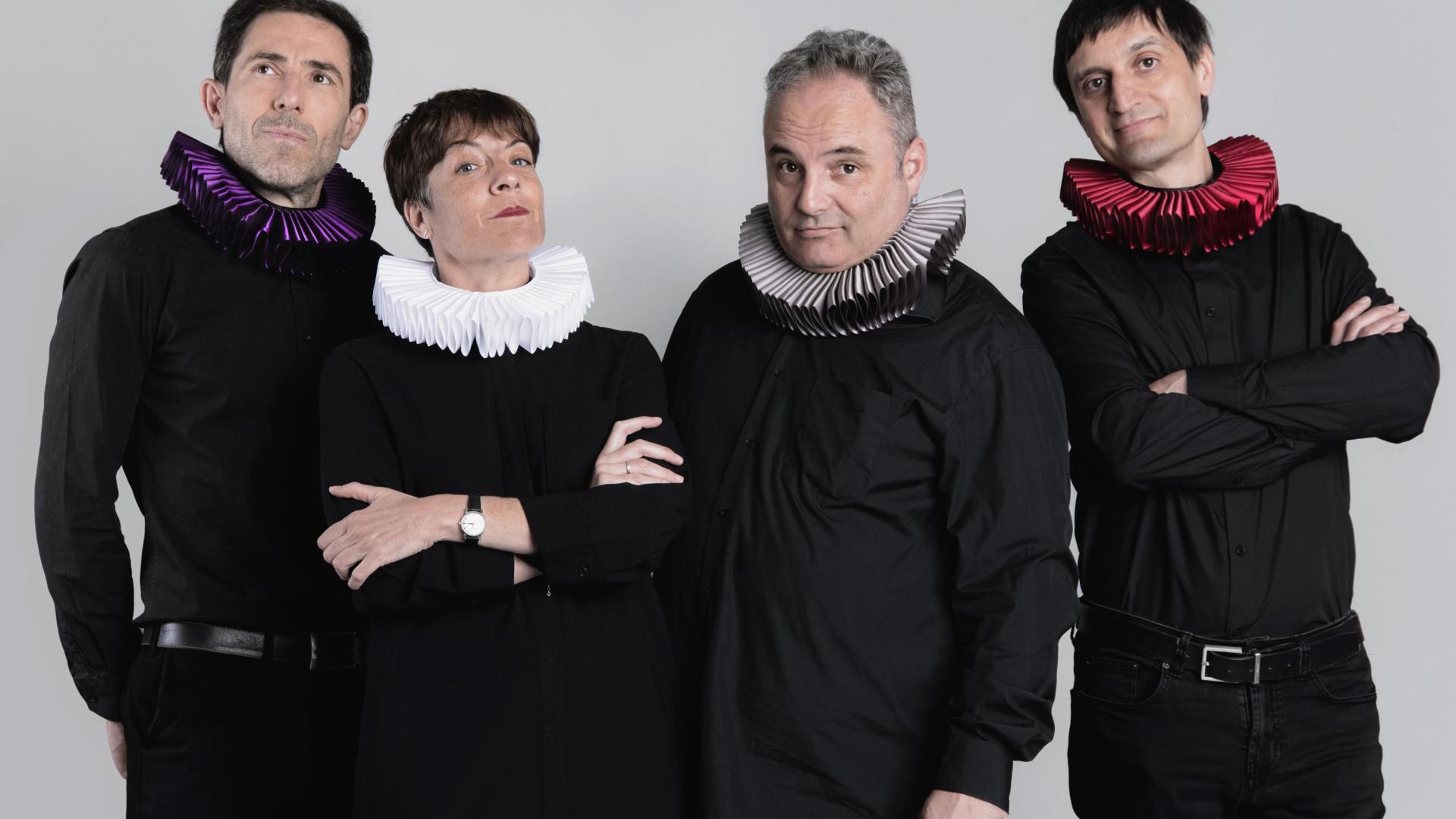 Los intérpretes de 'La codicia rompe el saco'. De izquierda a derecha: Jesús Baena, Ana Maestrojuán, Íñigo Casalí y Ángel García