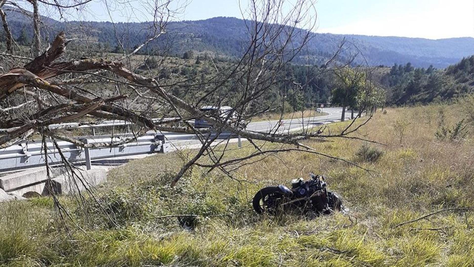 Lugar en el que se ha producido la salida de vía de un motorista en Navascués