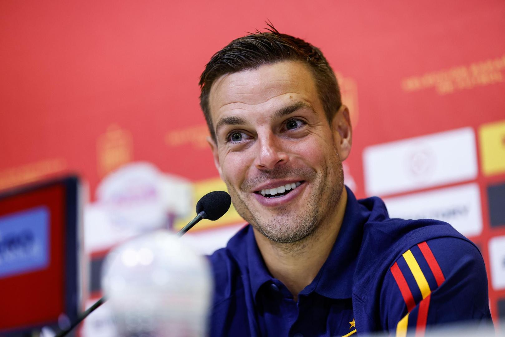 Cesar Azpilicueta, en la reciente comparecencia que ofreció con la selección española