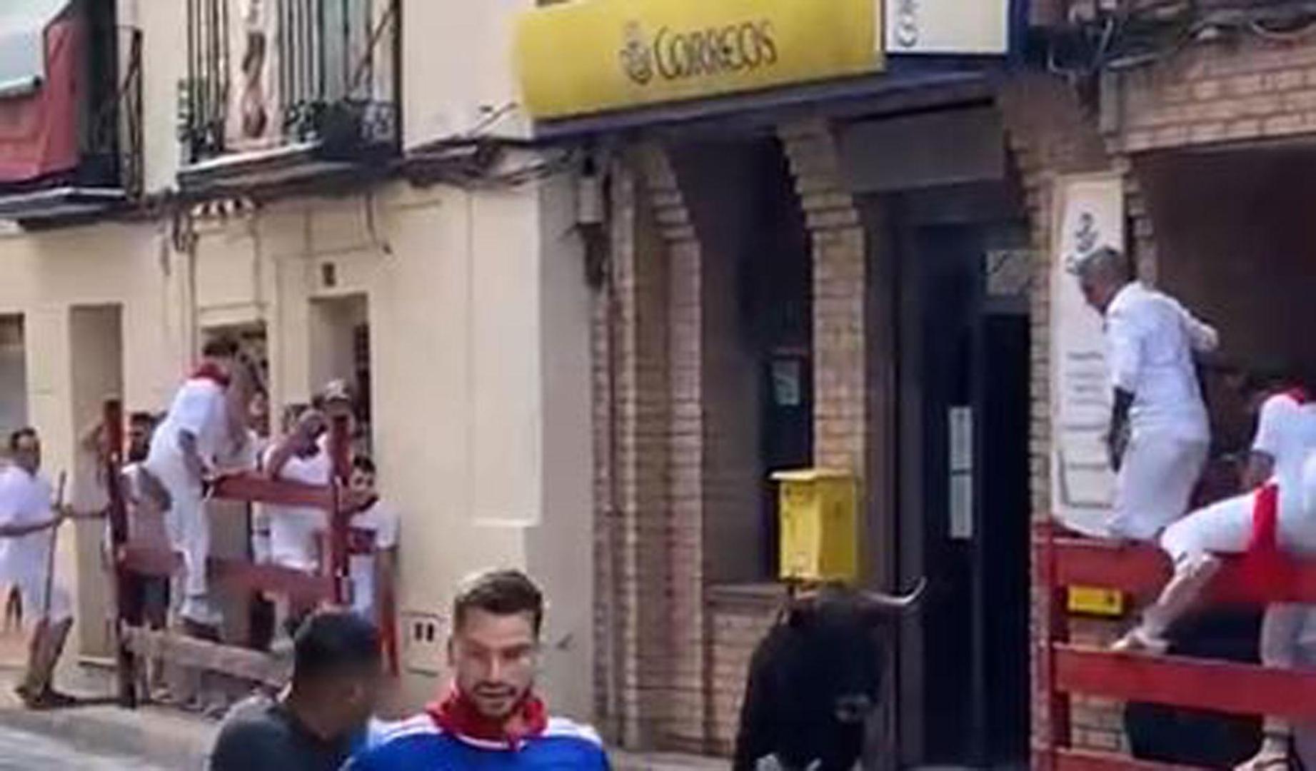 Vídeo de un novillo saliendo de una oficina de Correos en las fiestas de Cintruénigo