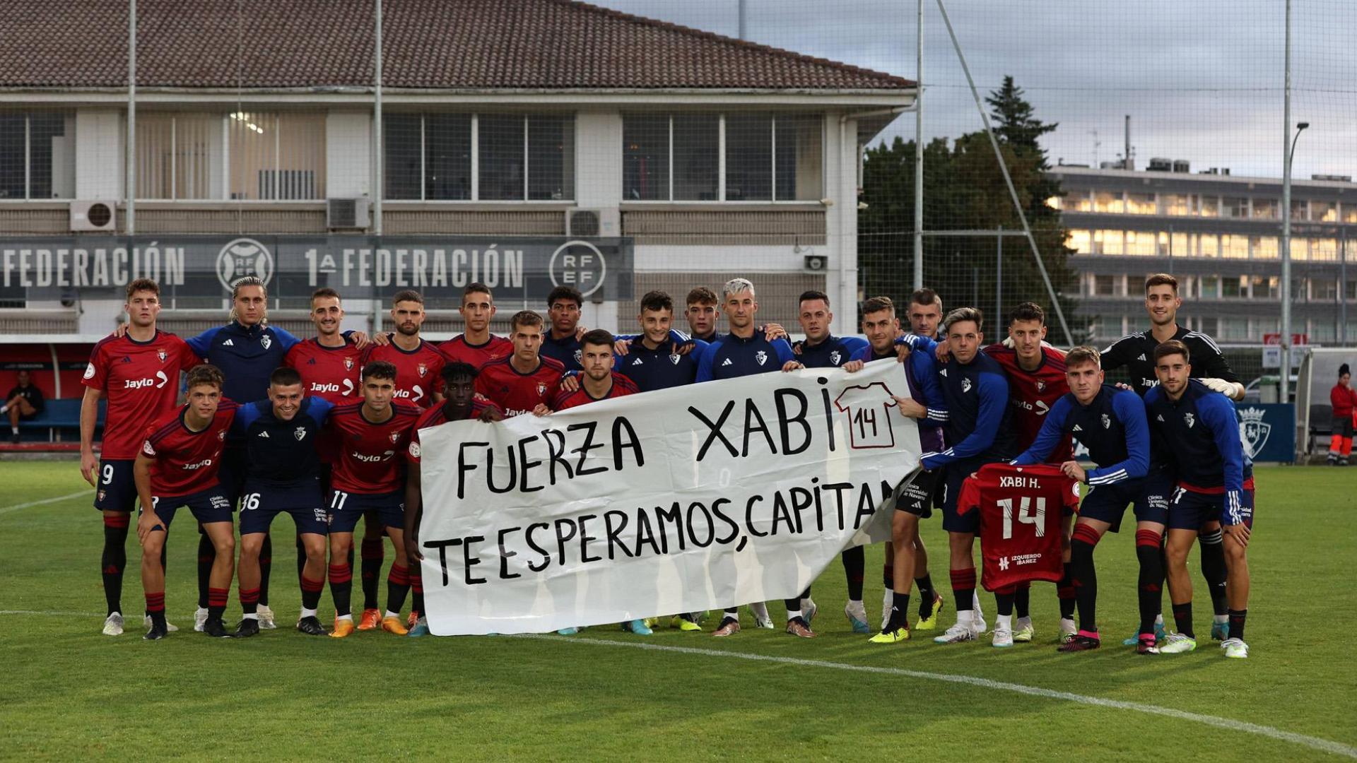La plantilla del Promesas mandó ánimos a Xabi Huarte
