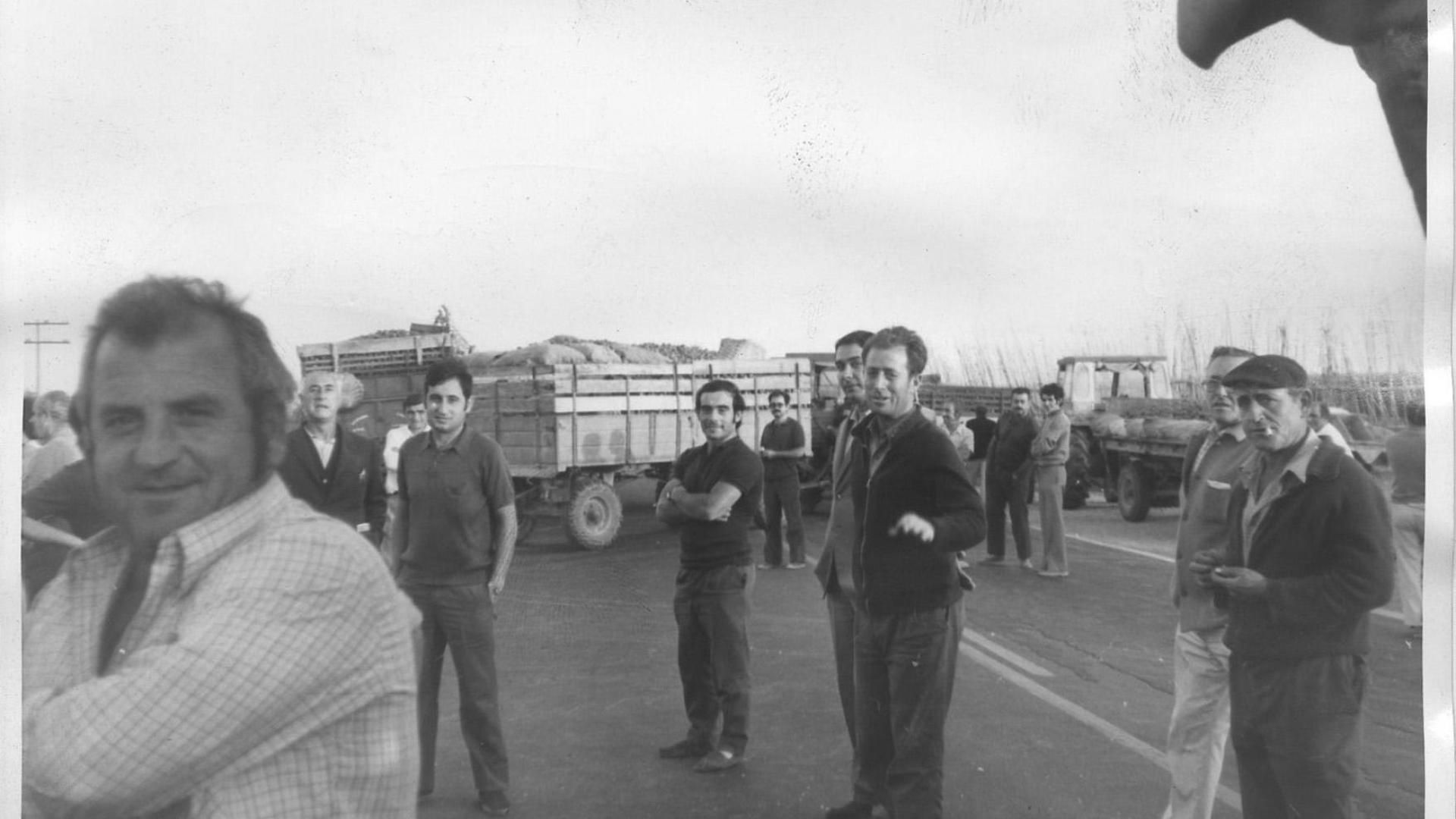 Carretera de Buñuel, cortada en septiembre de 1973 por los remolques de los agricultores