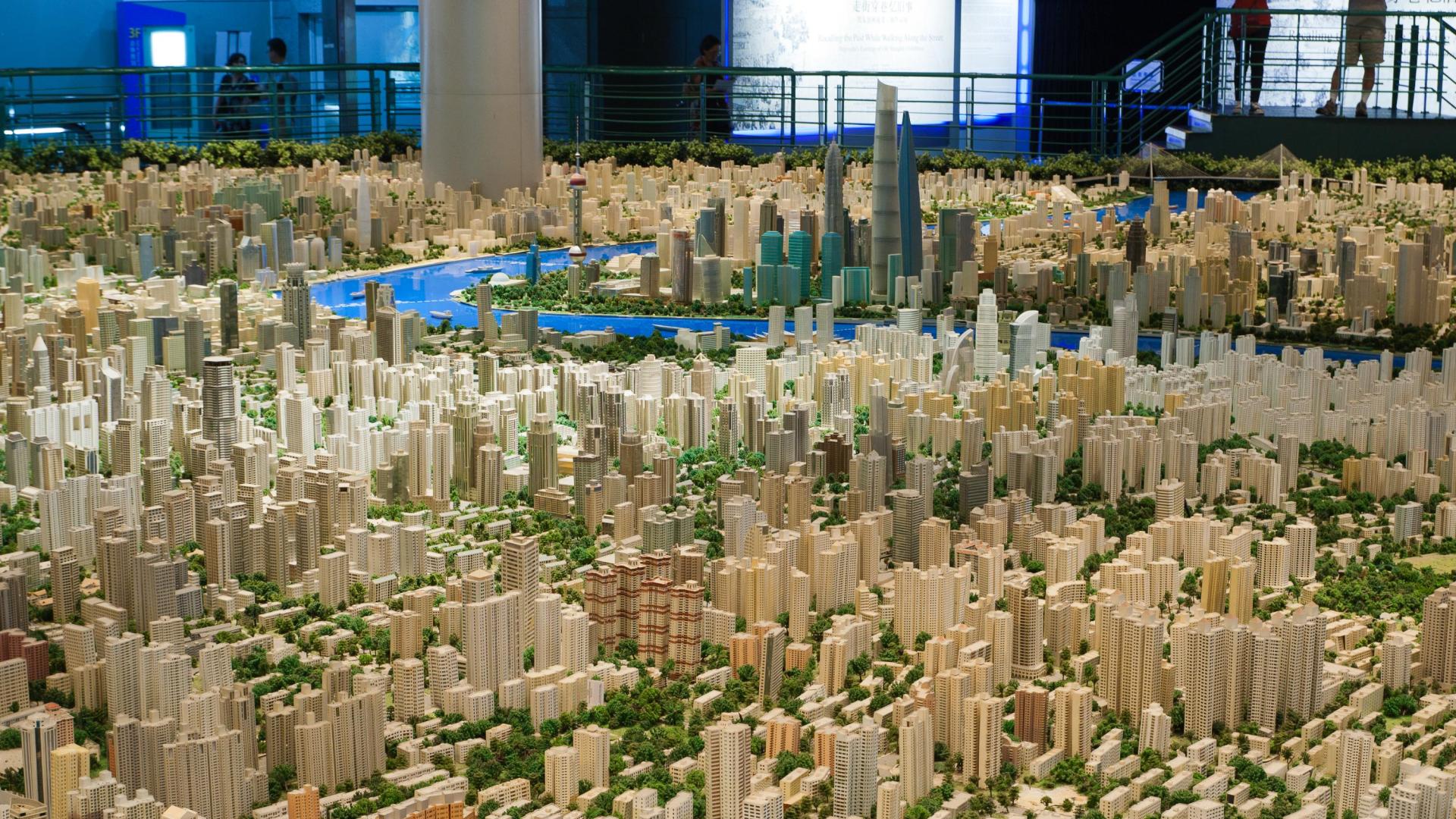 Parte de la maqueta en el Museo de Planificación Urbana de Shanghái, en China