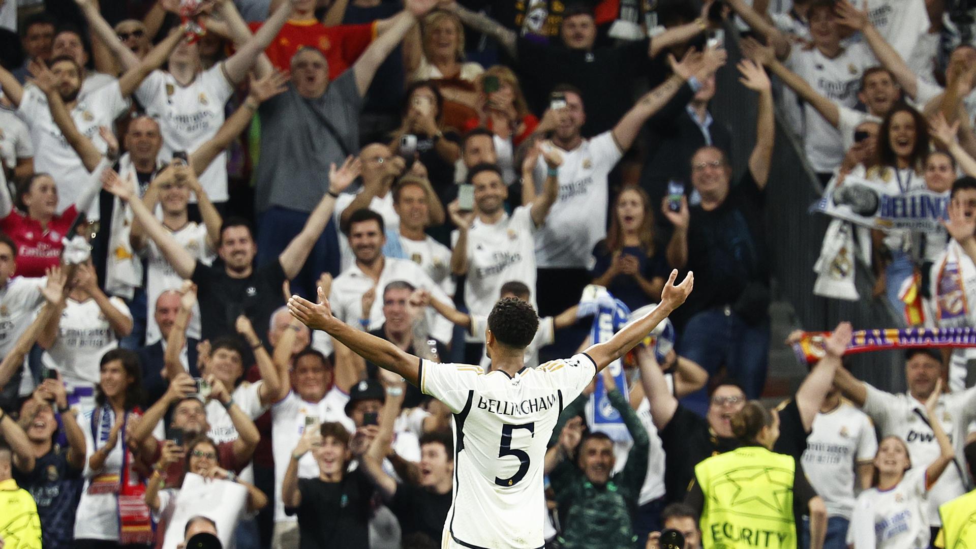 Jude Bellingham celebra el tanto que daba el triunfo al Real Madrid contra el Union Berlín