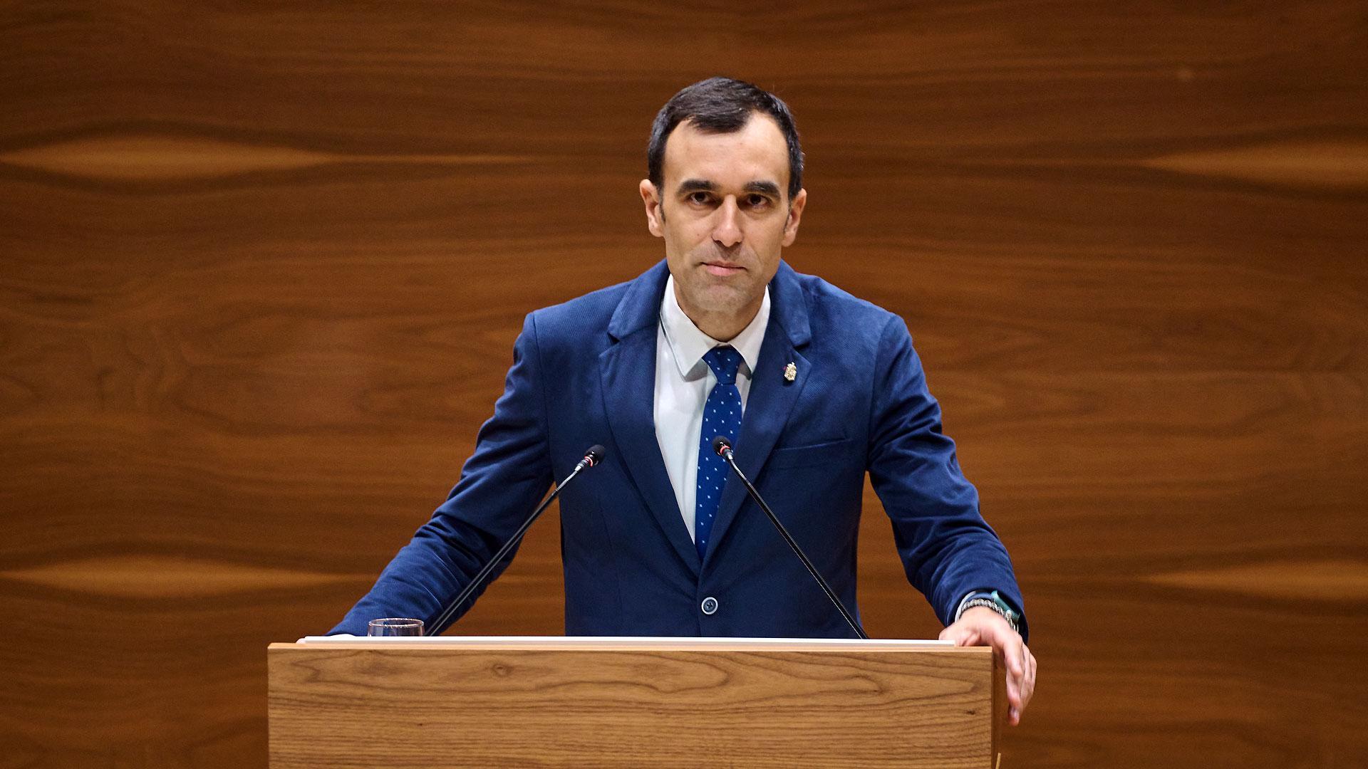 El parlamentario de UPN Ángel Ansa, durante el pleno de este jueves