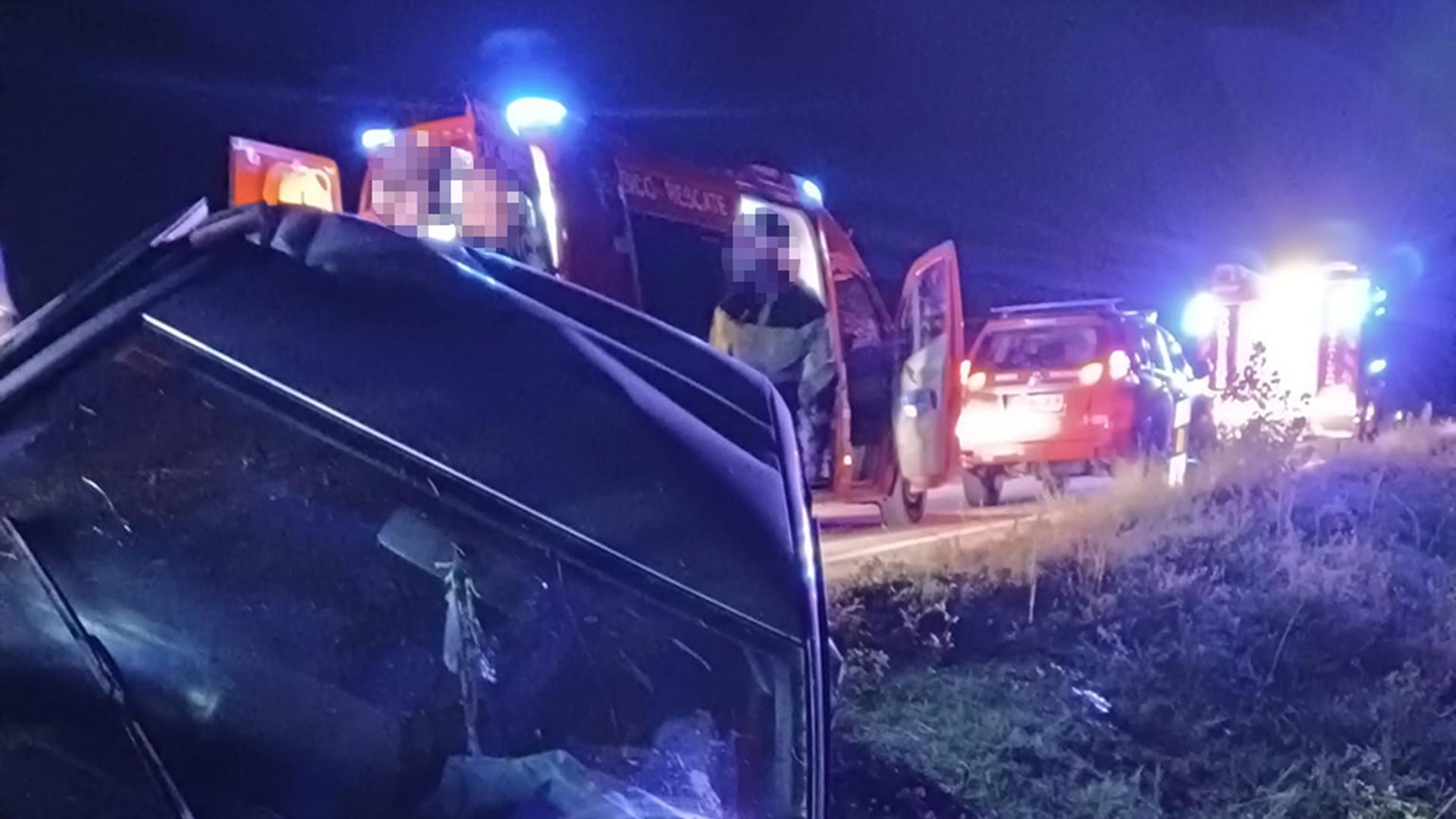 Estado del vehículo tras sufrir un accidente en la NA-132 en Tafalla