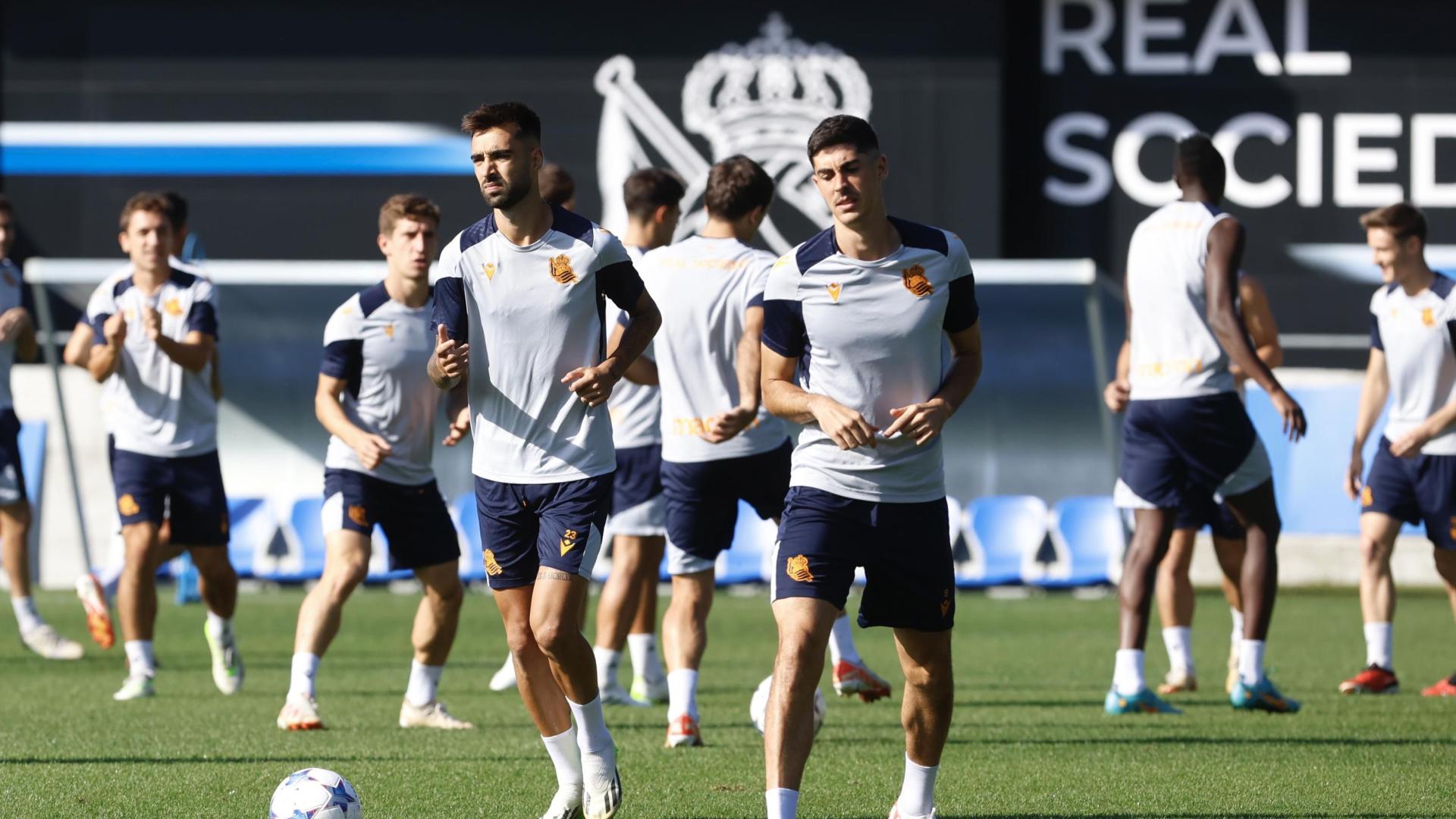 Entrenamiento de la Real Sociedad, este lunes en Zubieta