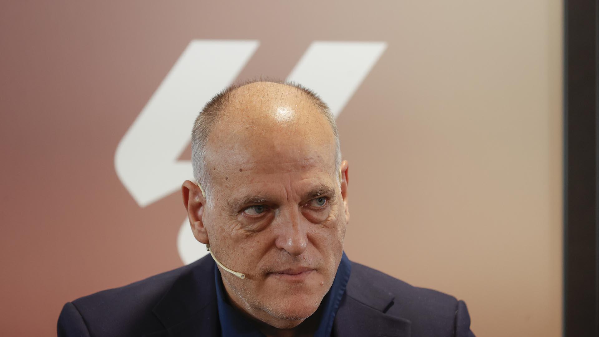 Javier Tebas, durante la presentación de las iniciativas ganadoras del proyecto "Meet LaLiga", este martes en Madrid