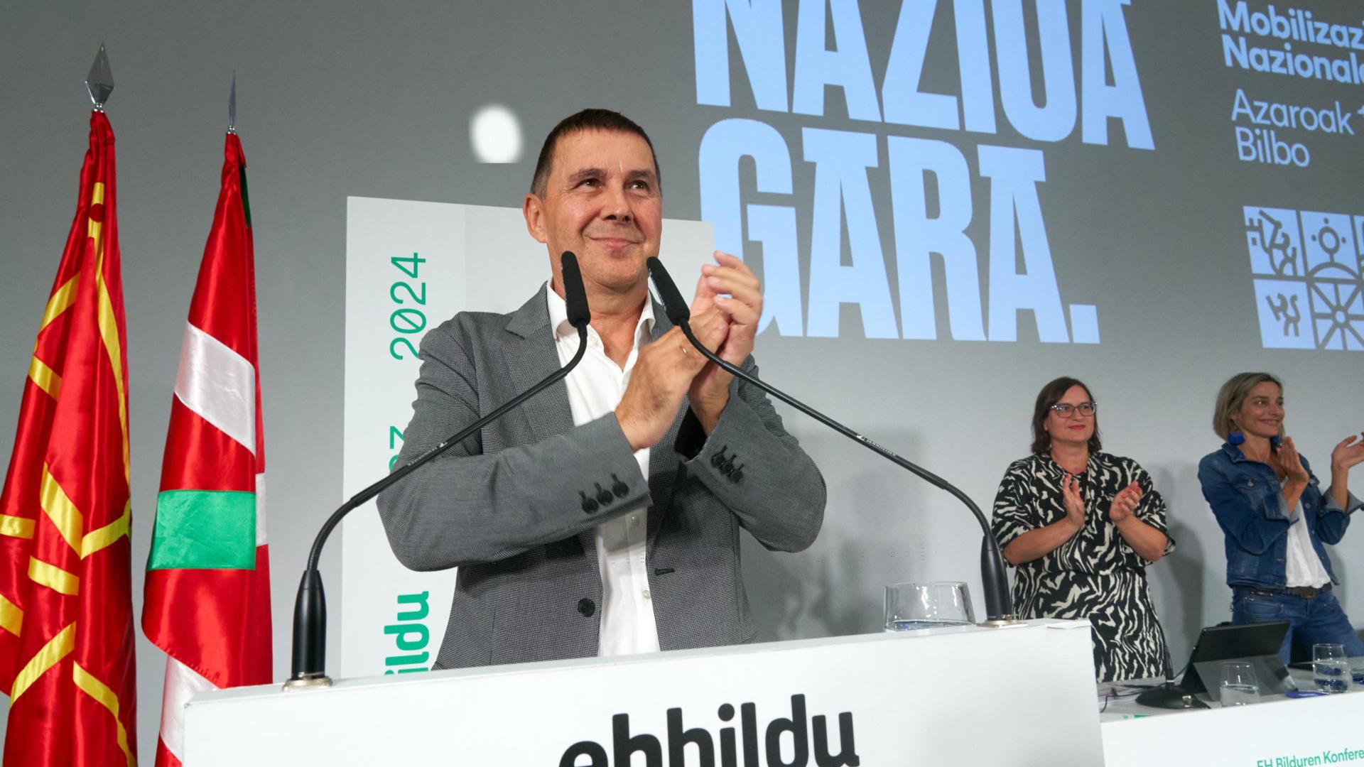 Arnaldo Otegi, durante un acto de Bildu en Vitoria el pasado sábado 7 de octubre