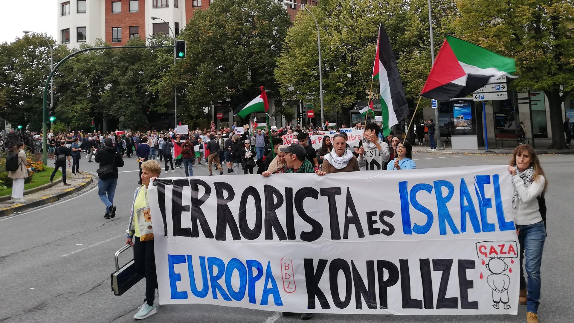 Manifestación en Pamplona en apoyo de Palestina