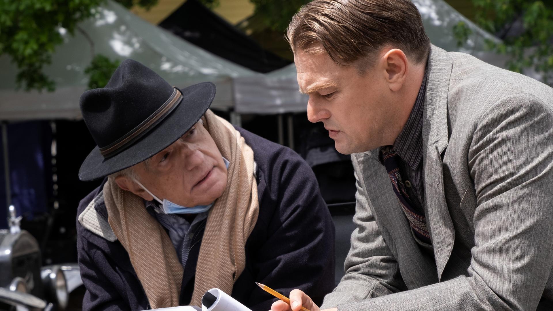 Martin Scorsese, junto a Leonardo DiCaprio en el rodaje de 'Los asesinos de la luna'