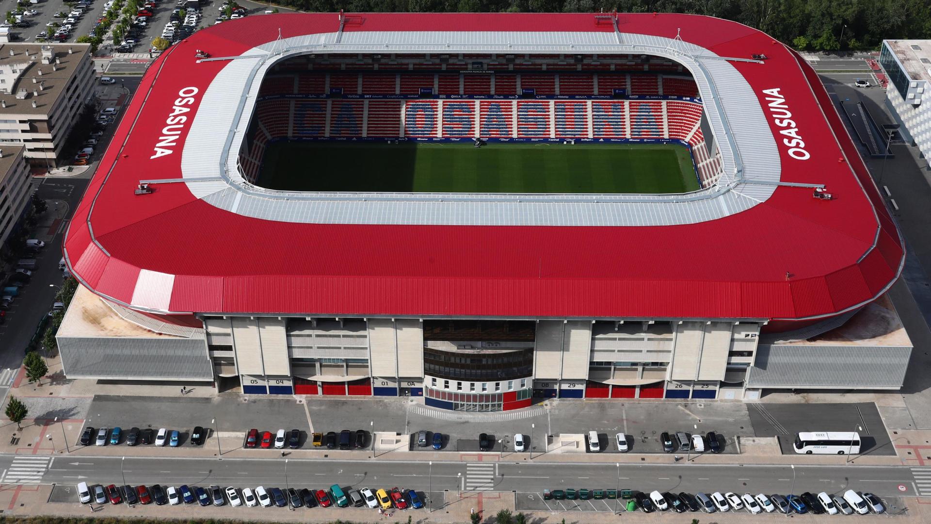 Una imagen aérea del estadio de El Sadar tomada el pasado verano desde un helicóptero
