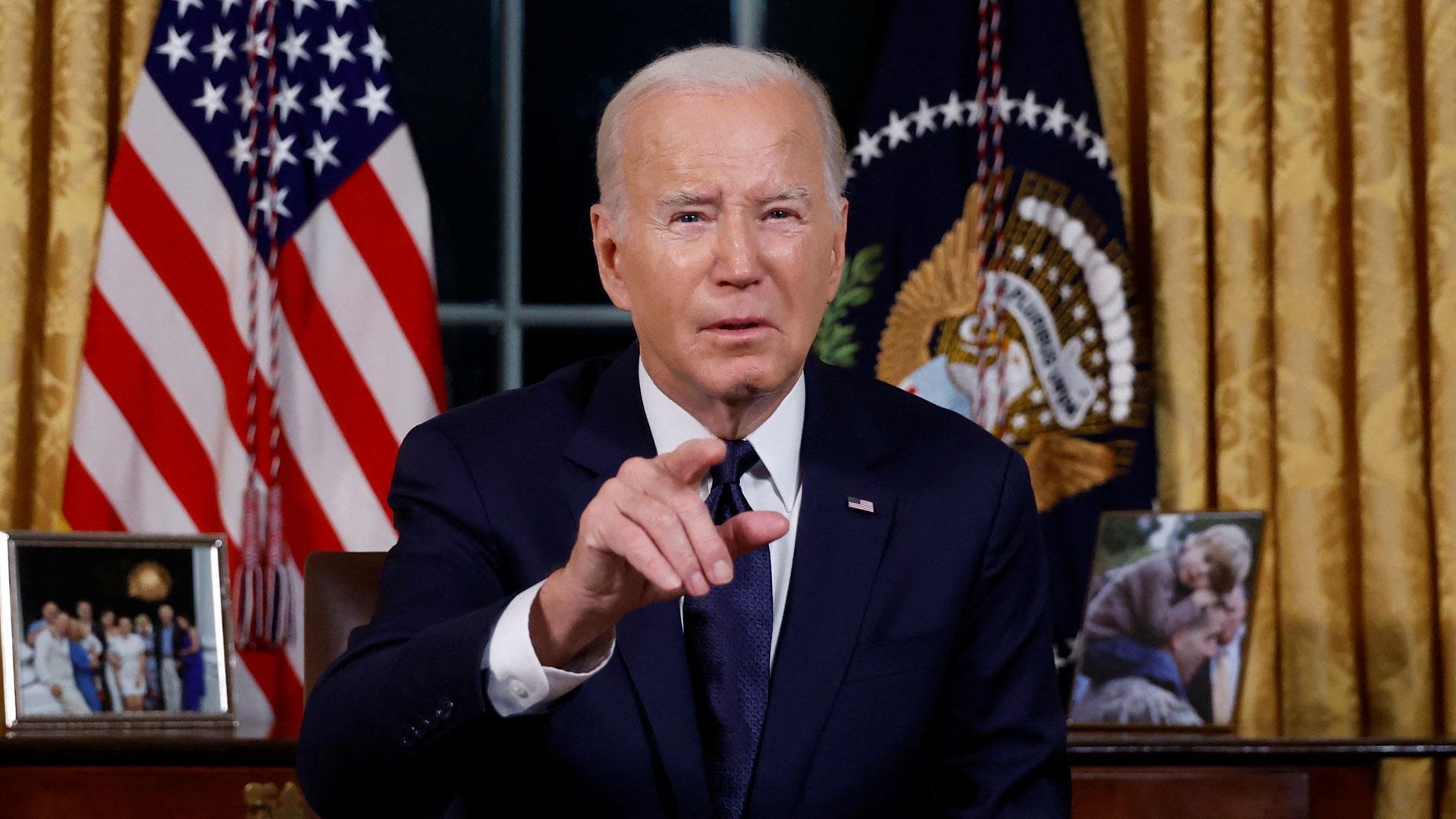 Discurso del presidente de Estados Unidos, Joe Biden, desde el Despacho Oval de la Casa Blanca para pedir al Congreso ayuda militar contra Rusia y Hamás