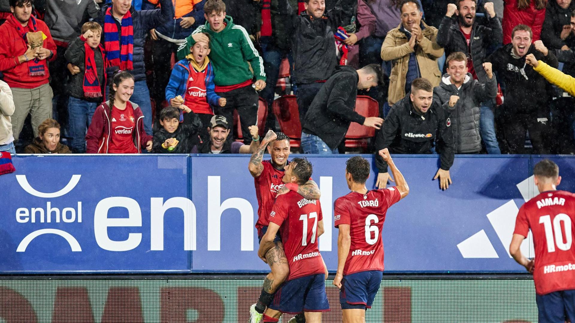 Celebración del primer gol de Osasuna al Granada