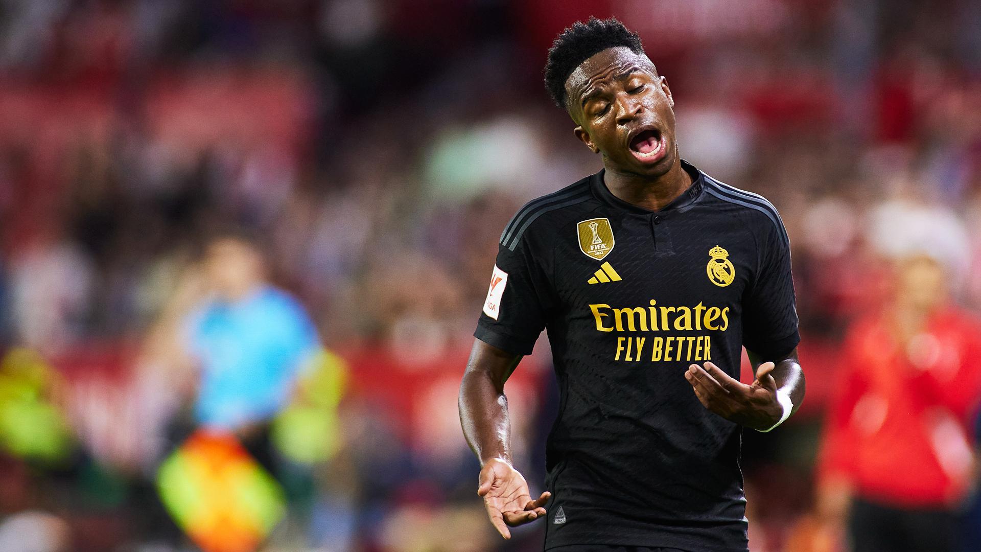 Vinicius Junior gesticula durante el encuentro contra el Sevilla en el Sánchez Pizjuán