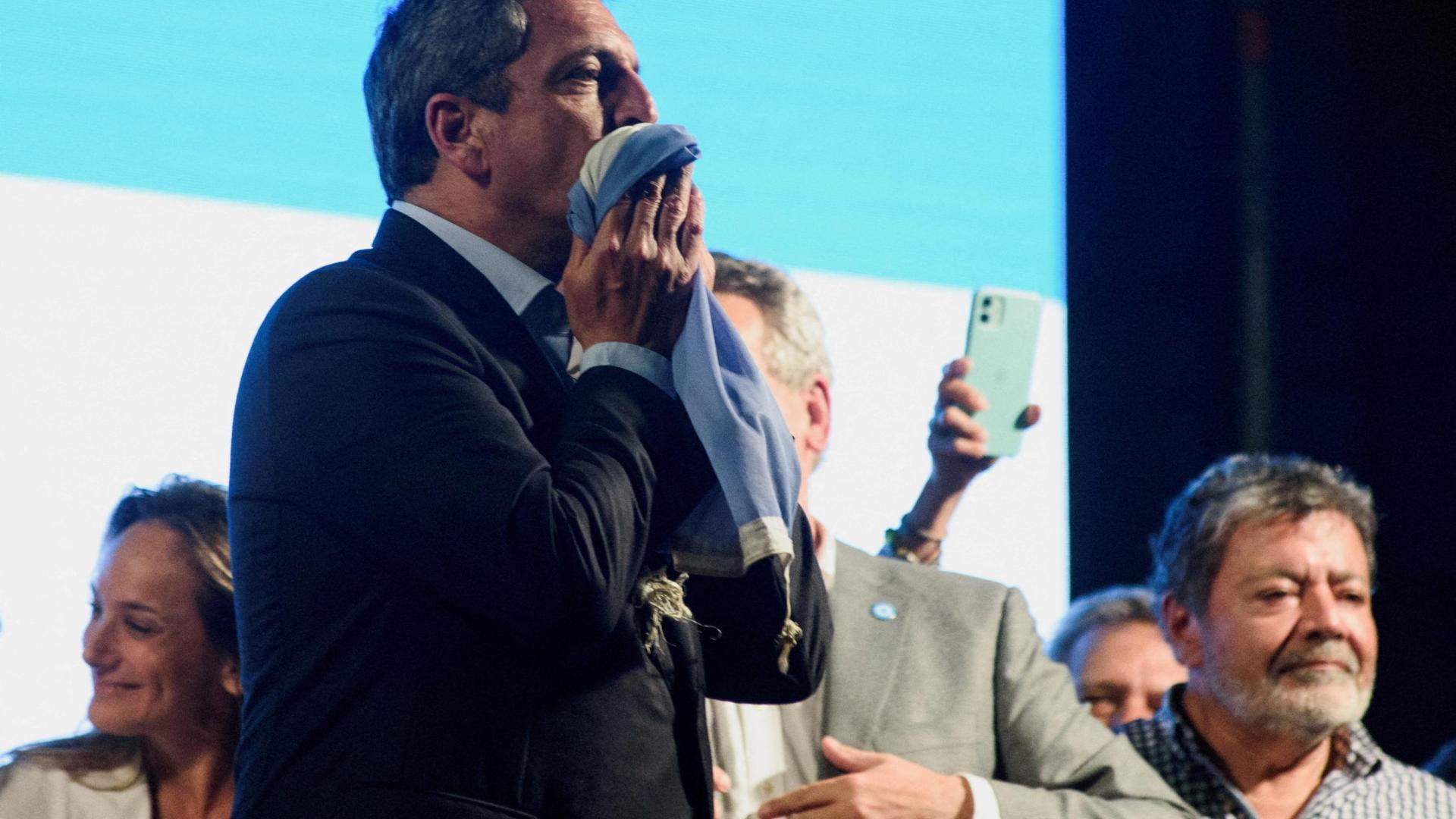 El candidato Sergio Massa, tras conocer el resultado de los comicios en Buenos Aires