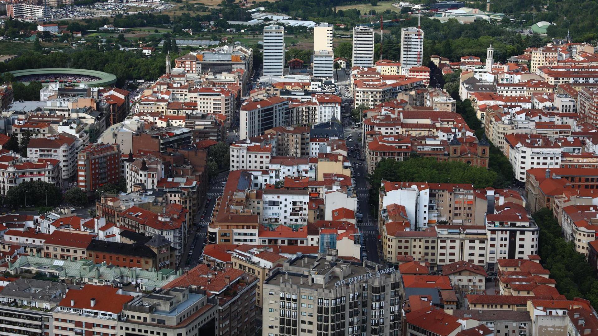 Vista aérea y parcial del pasado julio del II Ensanche pamplonés