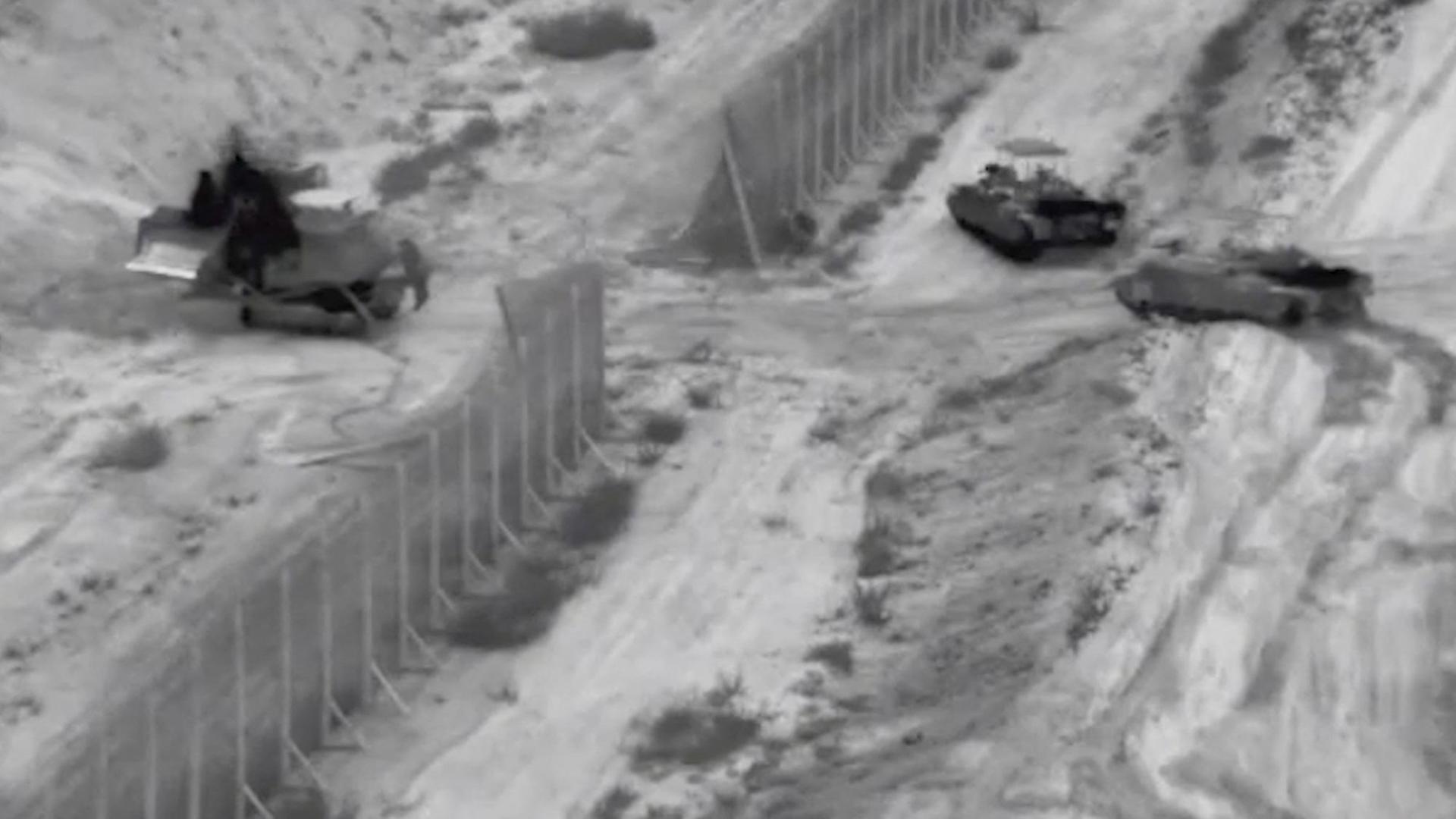 Momento de la entrada de los tanques en la Franja de Gaza