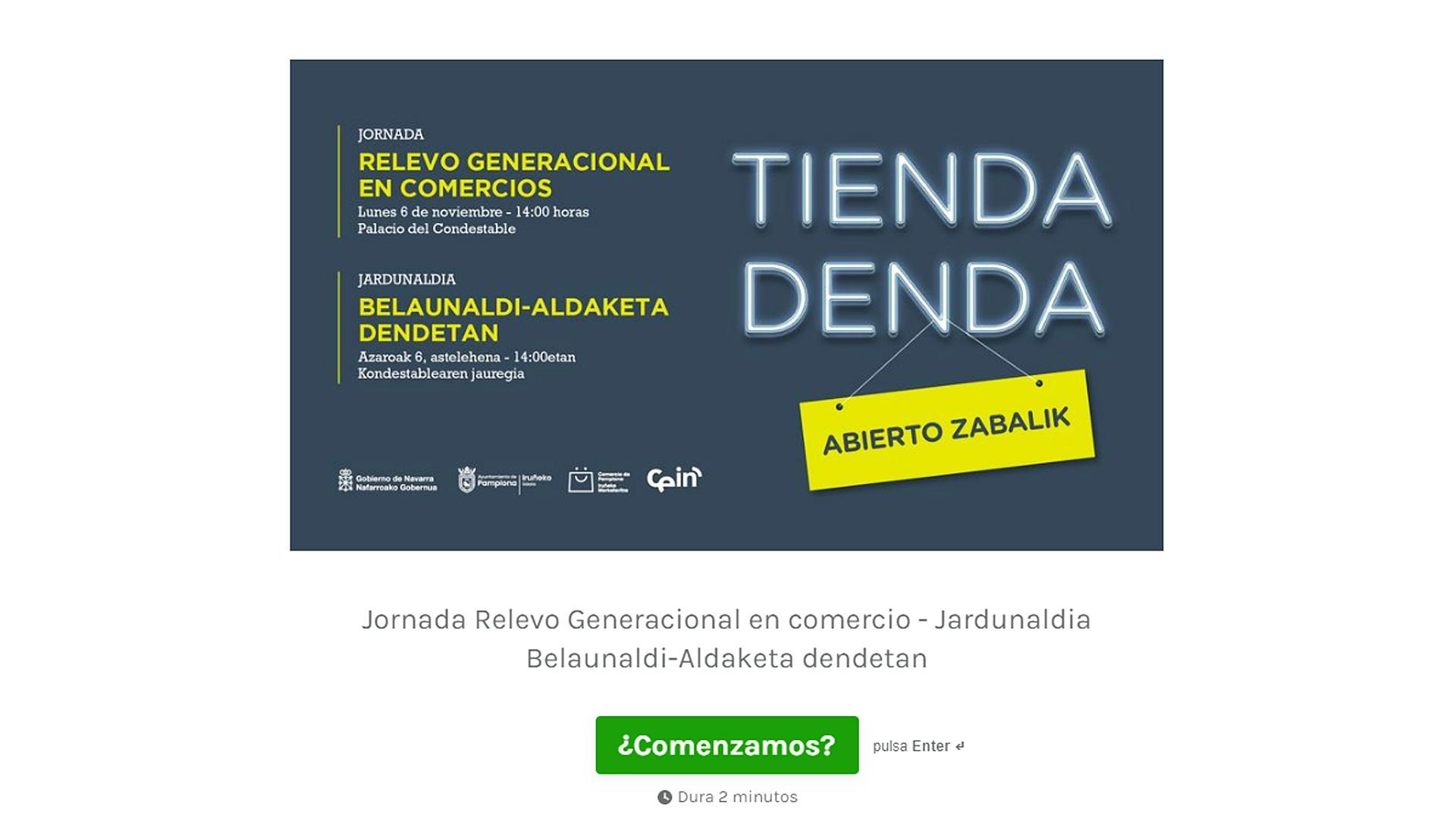 Pantalla del formulario para la inscripción en las jornadas municipales