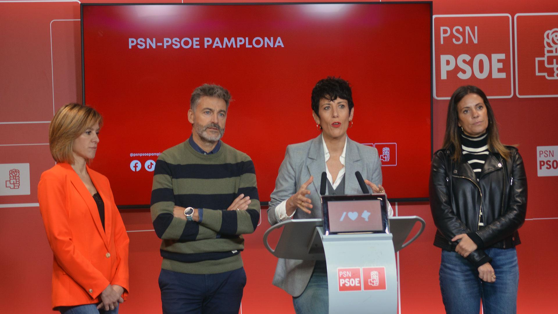 Representantes del PSN en Pamplona, durante la rueda de prensa de este viernes
