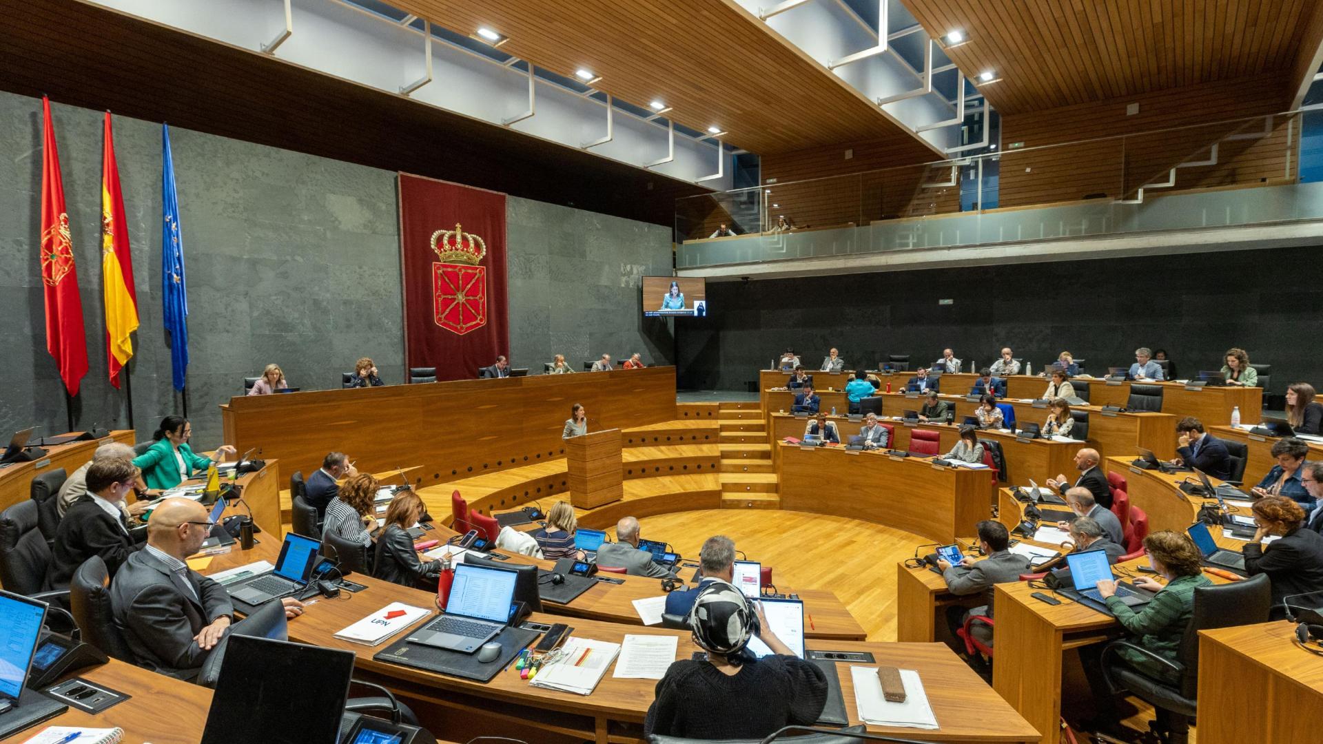 El hemiciclo del Parlamento de Navarra, durante una sesión plenaria.