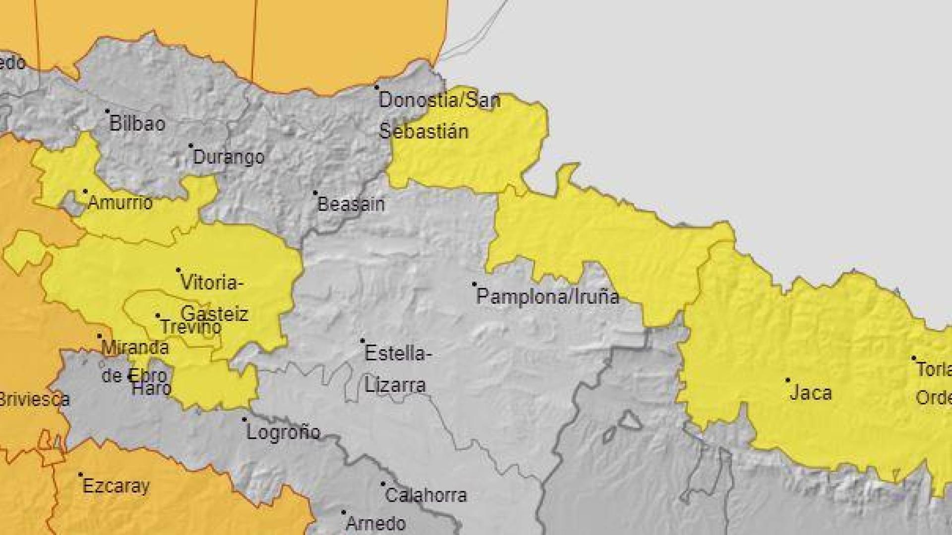 Zonas en alerta amarilla para este sábado