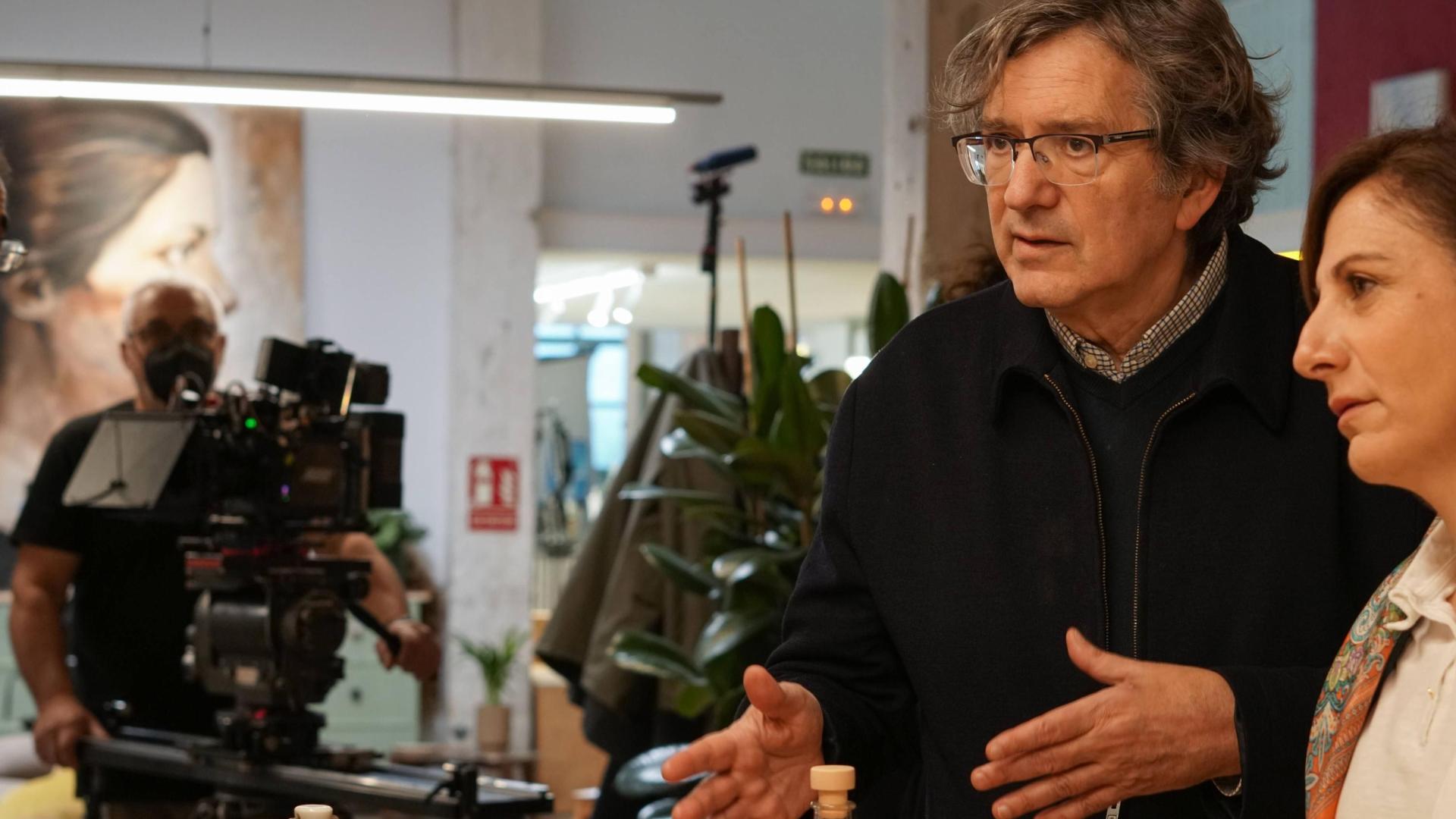 Gerardo Herrero durante el rodaje en Pamplona de 'Bajo Terapia'