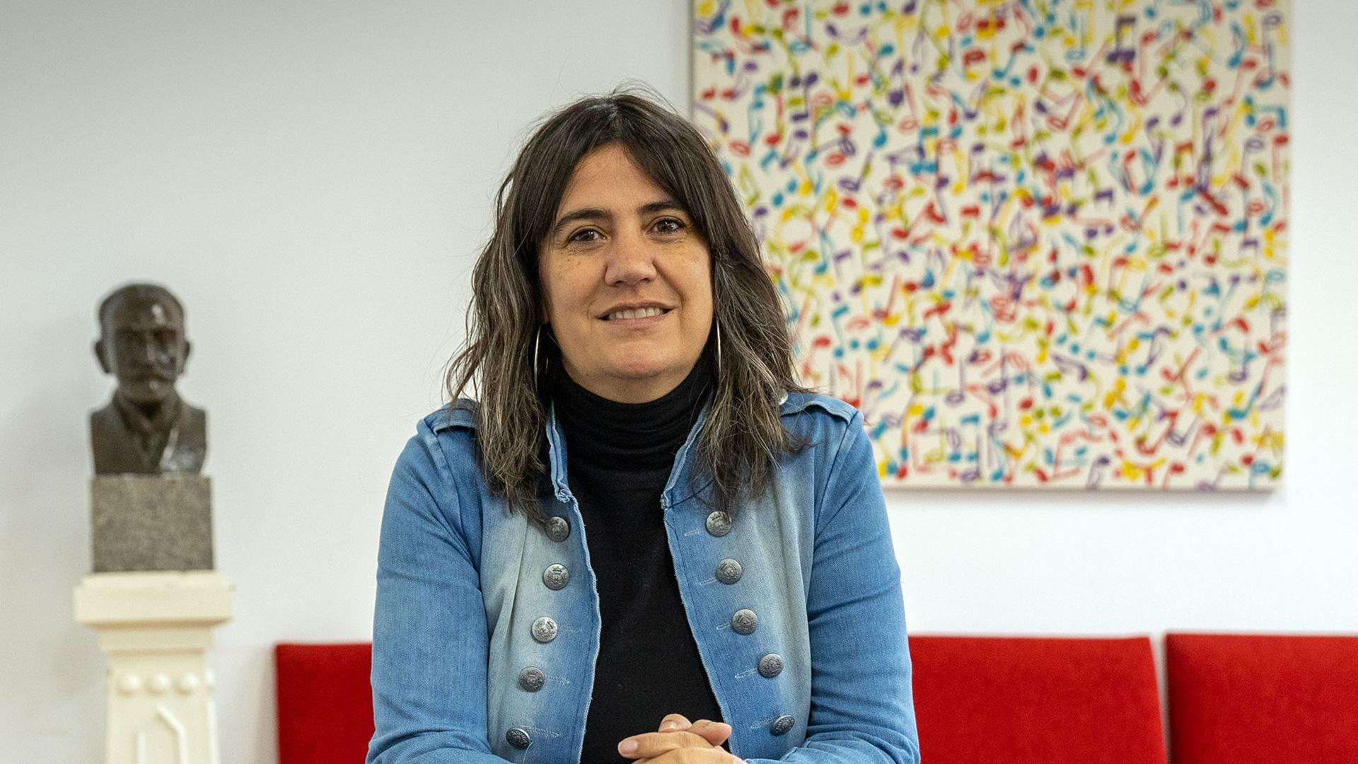 Mari Paz Arizkun, fotografiada en la sede del Orfeón Pamplonés