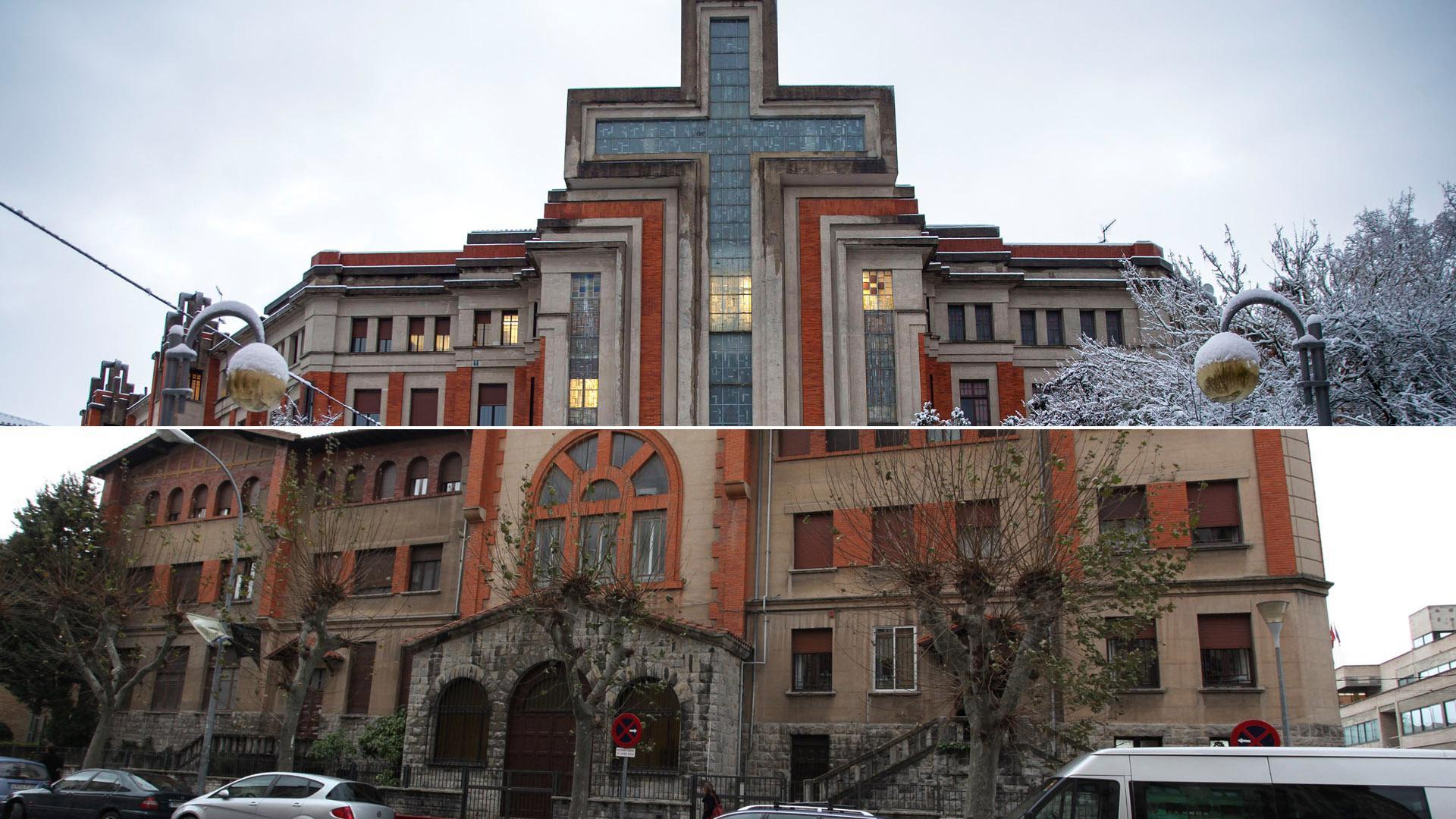 Arriba, edificio del Seminario; debajo, edificio de las Damas Apostólicas