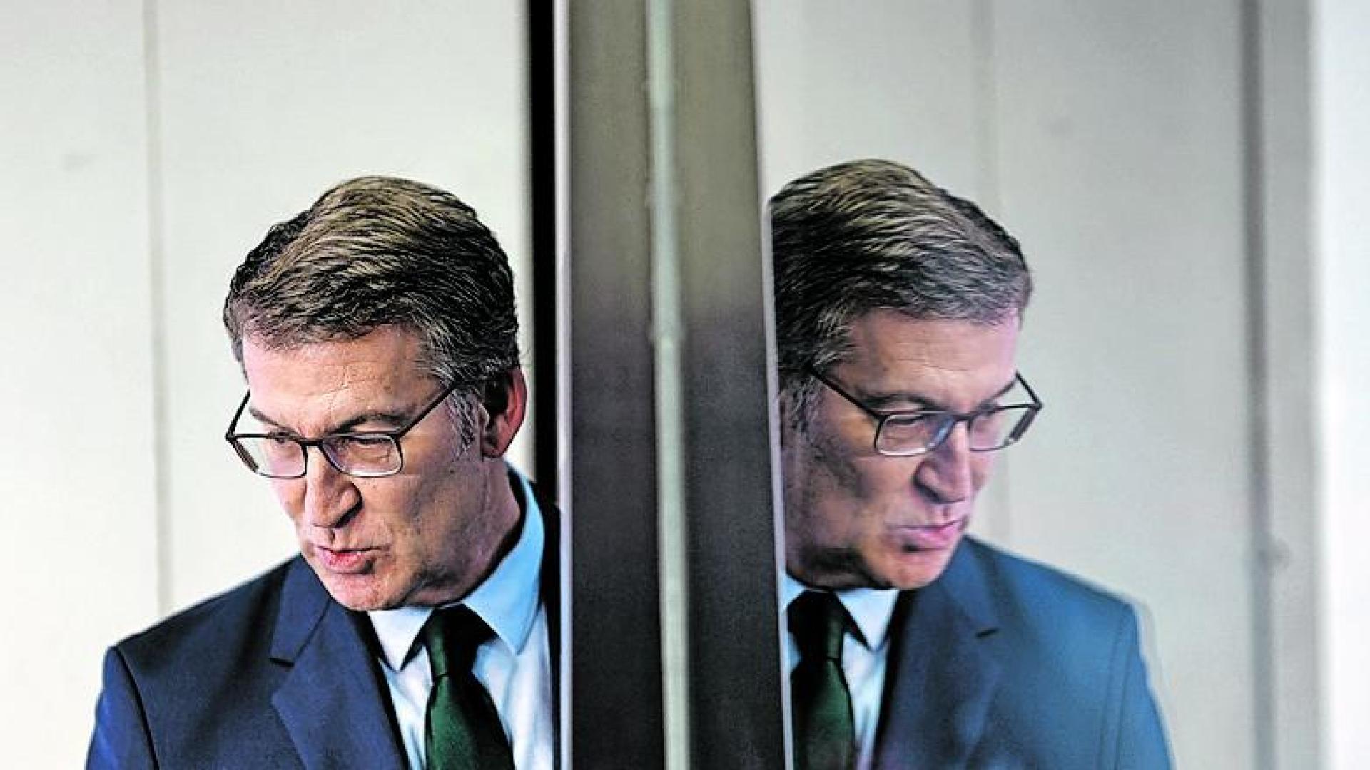 Alberto Núñez Feijóo, el jueves tras la declaración institucional del PP.