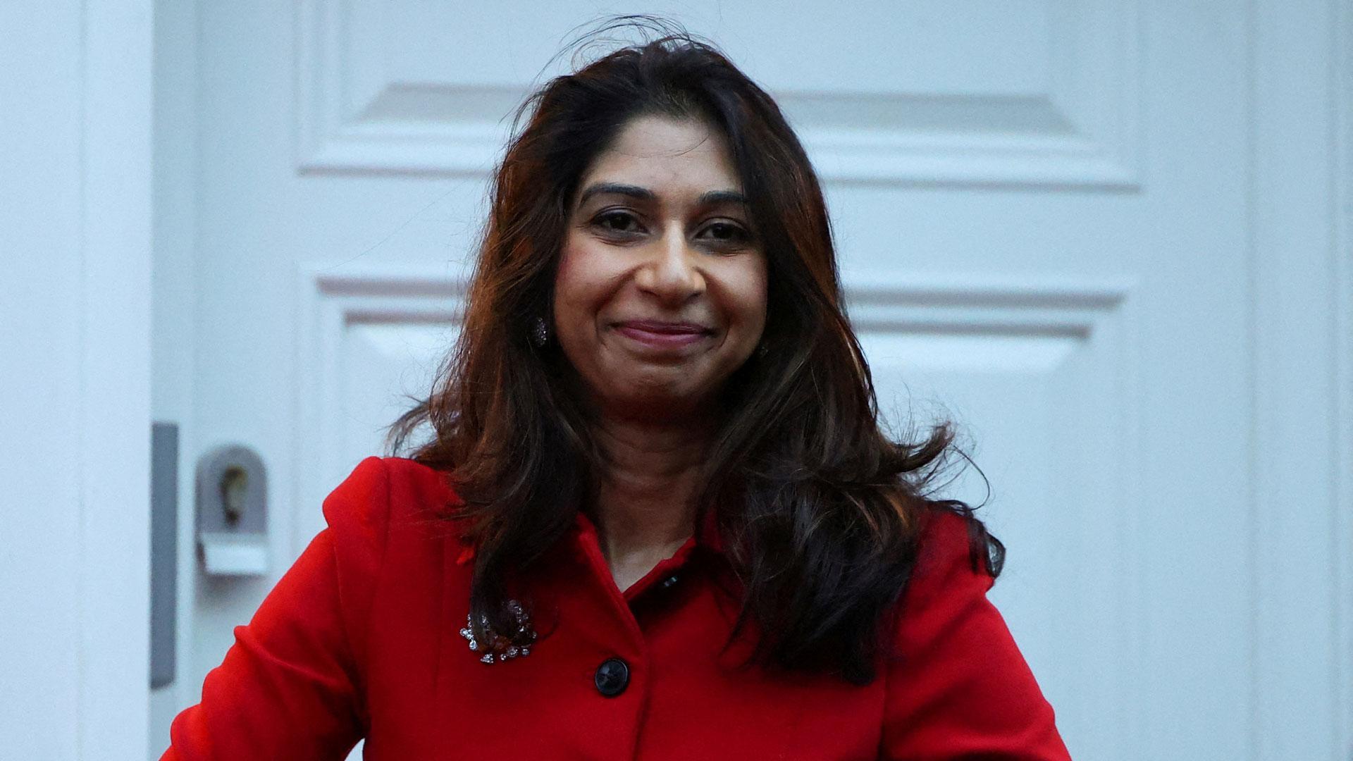 Imagen de la titular del Interior del Gobierno británico, Suella Braverman.