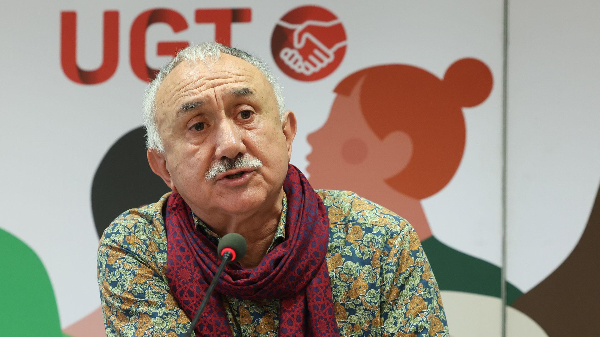 El secretario general de UGT, Pepe Álvarez, este lunes en Madrid