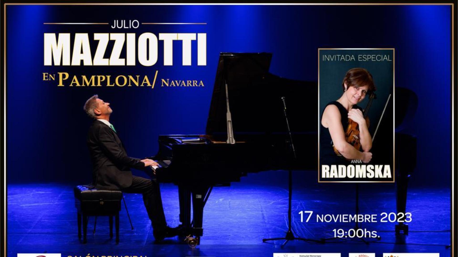 Velada de piano con Julio Mazziotti y Anna Radomska (violín) esta tarde en el Nuevo Casino.