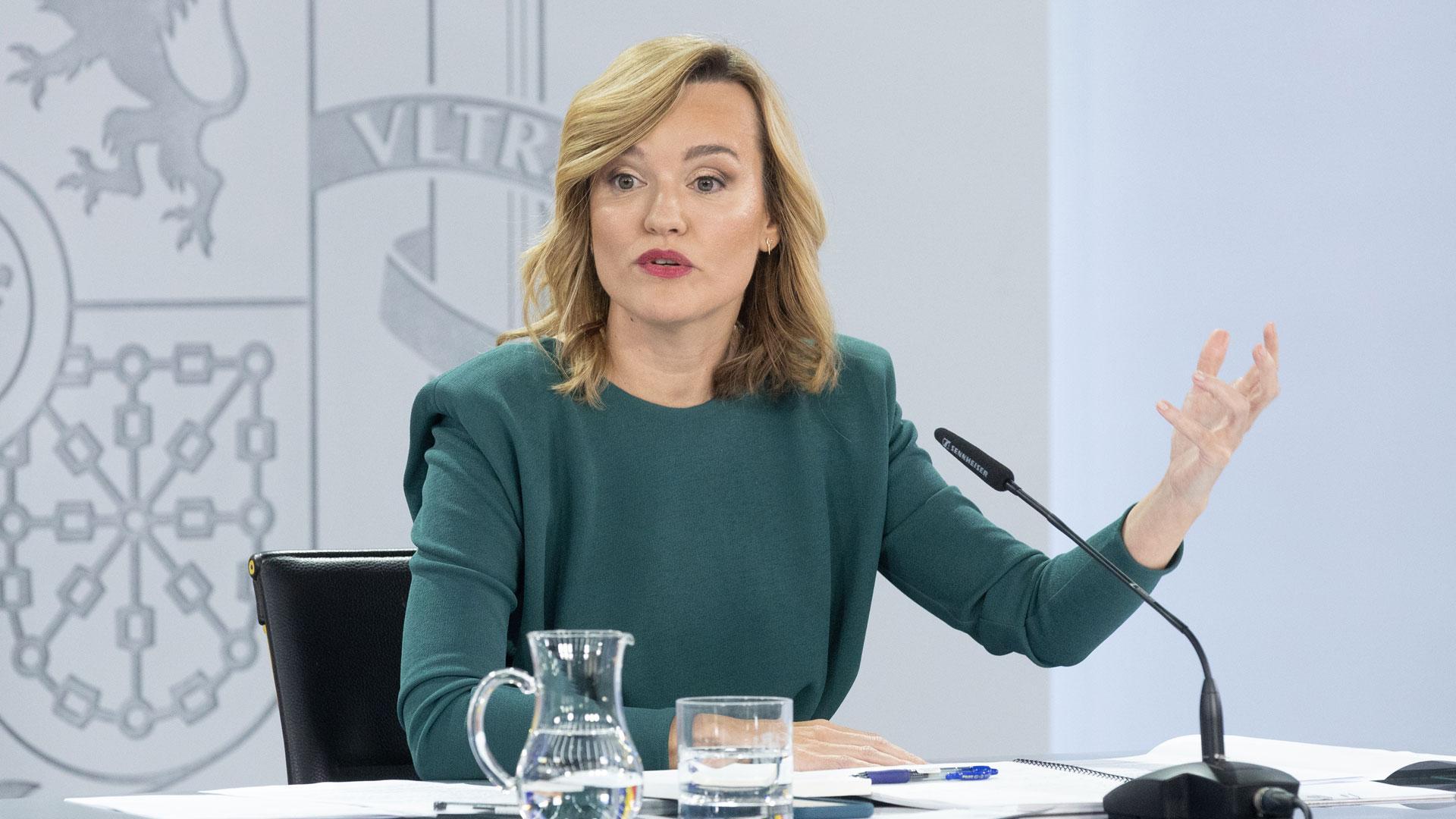 La portavoz del gobierno y ministra de Educación, Formación Profesional y Deporte, Pilar Alegría, ofrece una rueda de prensa anterior
