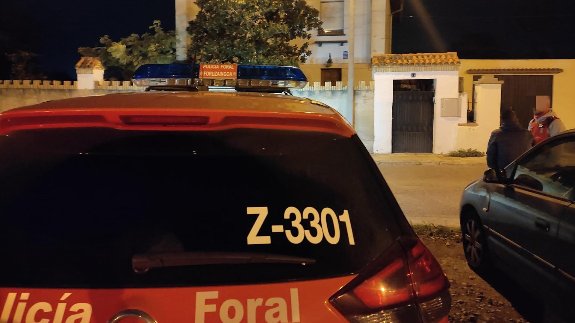 Policía Foral en el lugar de los hechos