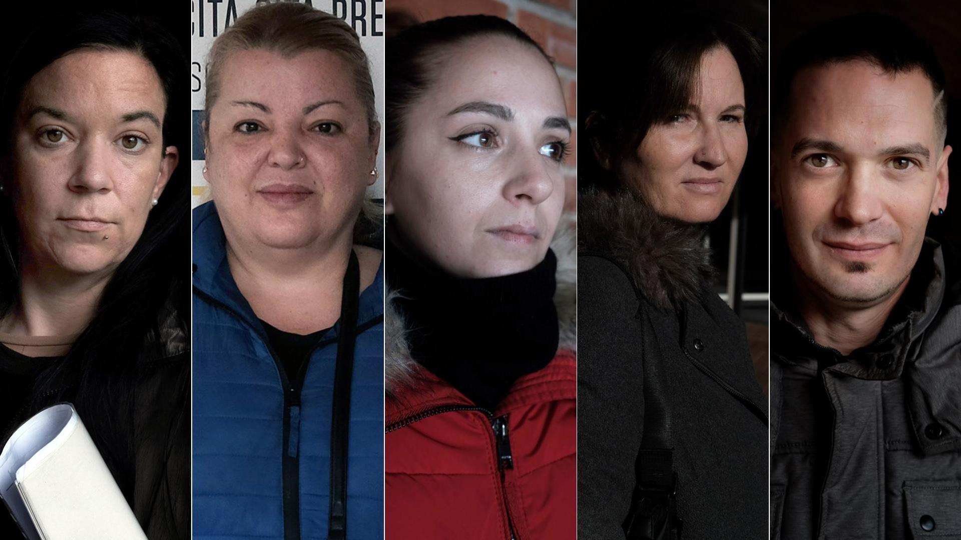 Nerea Goñi, 35 años; Cristina Ramón, 47 años; Jéssica Aguilera, 31 años; Loli Izquierdo Álvarez, 45 años; y Andoni García, 38 años