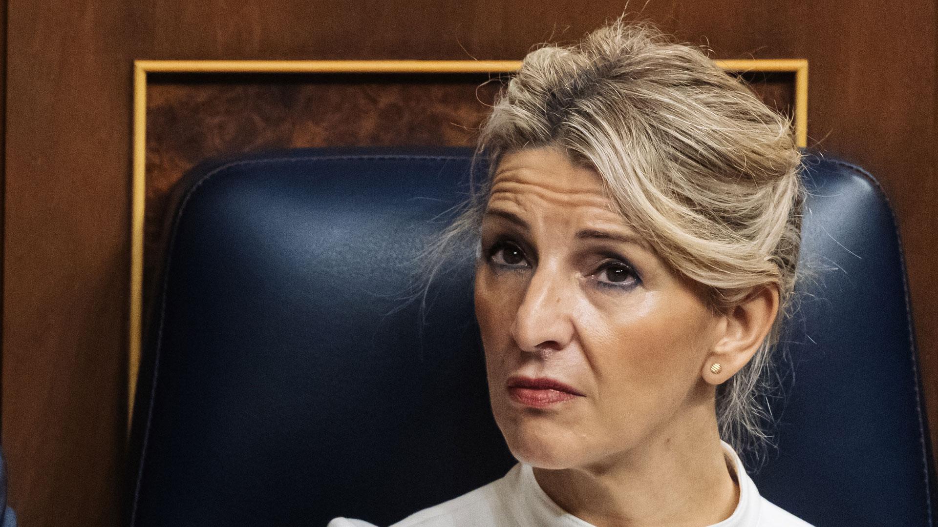 La vicepresidenta segunda y ministra de Trabajo y Economía Social, Yolanda Díaz, durante la Solemne Sesión de Apertura de las Cortes Generales de la XV Legislatura