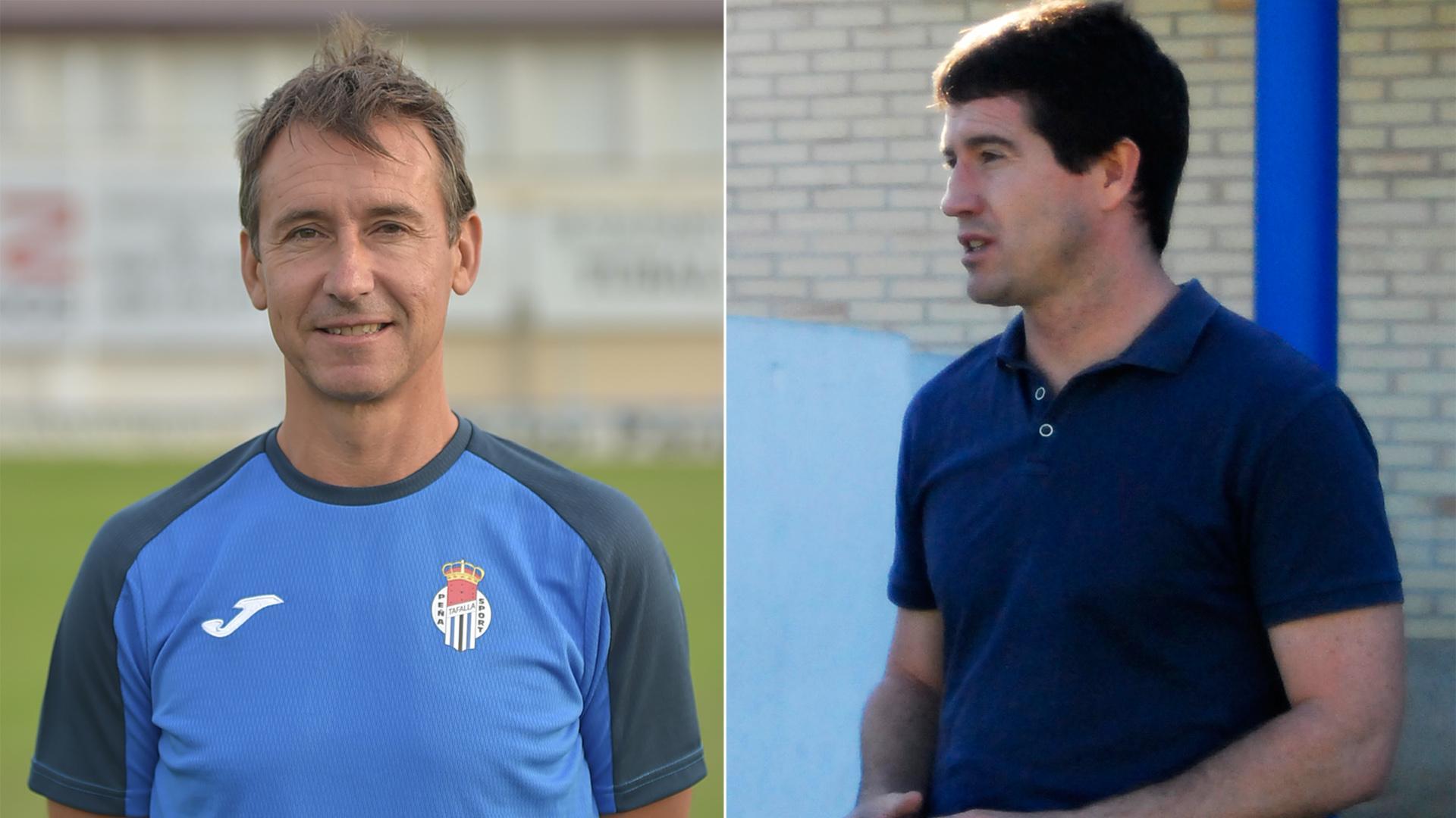 Jorga Sola (izda.) el técnico destituido y David Ruiz (dcha,.) su sustituto./