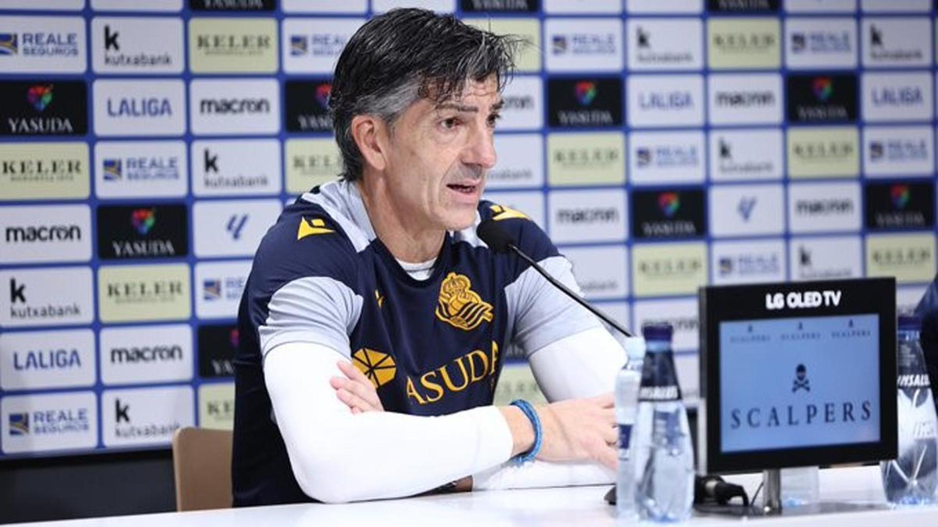 Imanol Alguacil, este viernes en la rueda de prensa previa al partido ante Osasuna en El Sadar