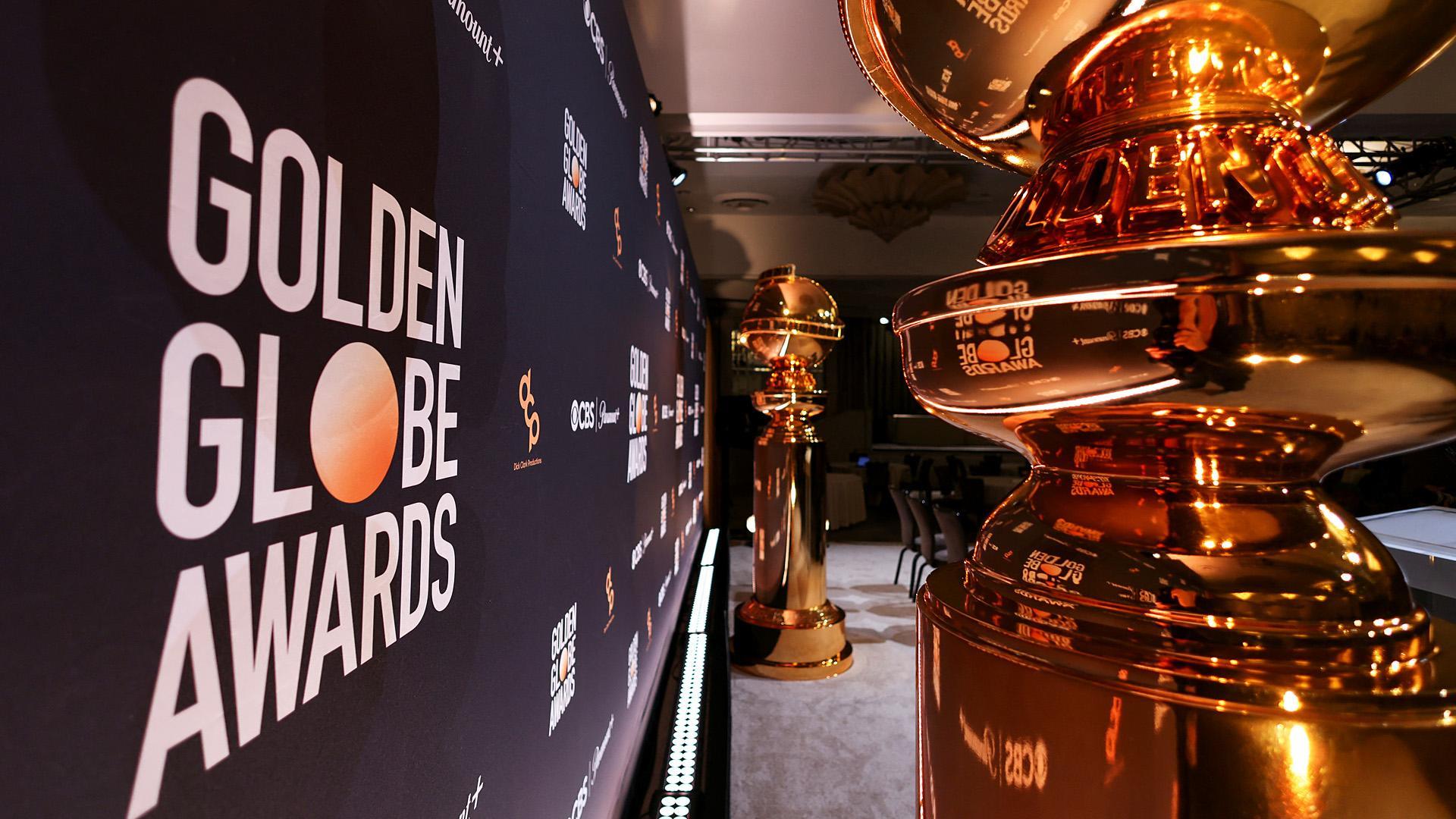 Estatuillas de los Globos de Oro durante la ceremonia de candidaturas celebrada este lunes 11 de diciembre en el Hotel Hilton de Los Ángeles./