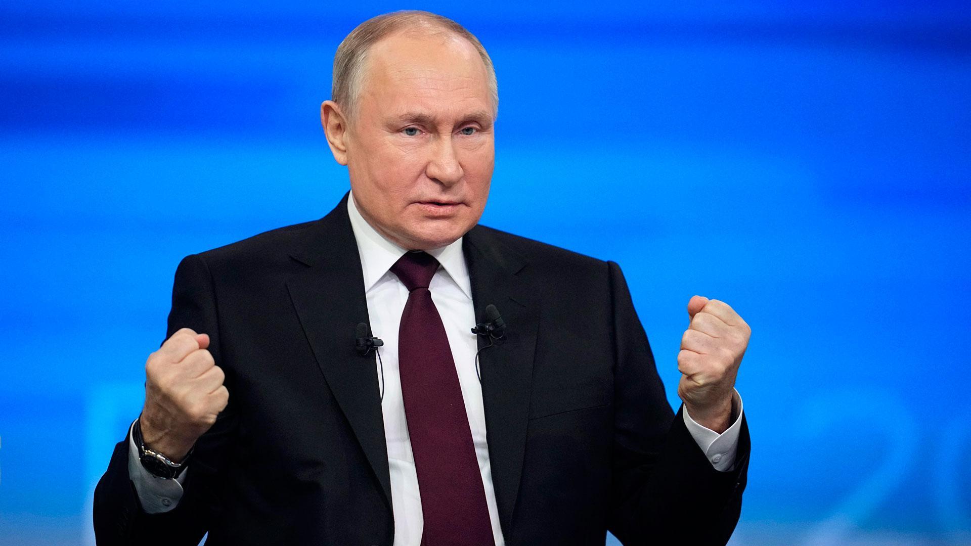 El presidente de Rusia, Vladímir Putin, en la rueda de prensa anual celebrada este jueves en Moscú
