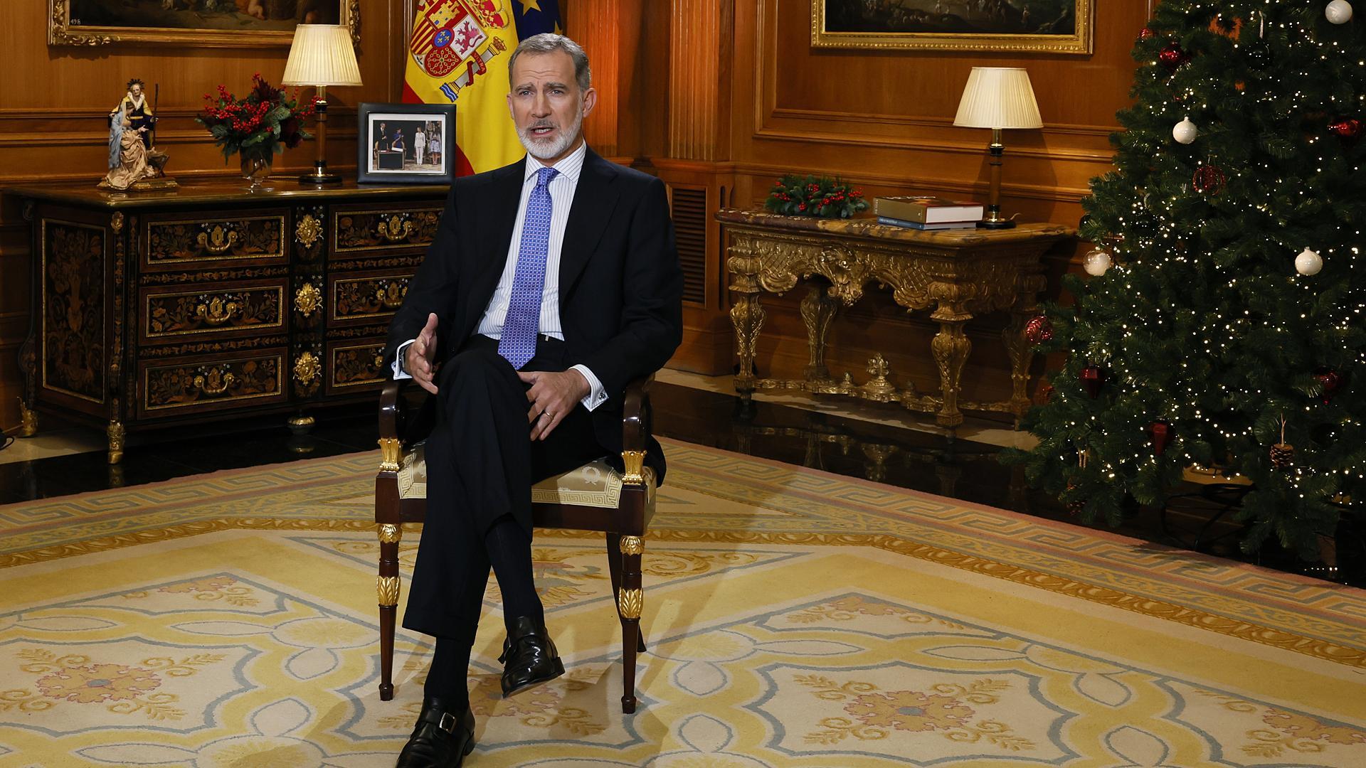 El rey Felipe VI durante el discurso de Nochebuena./
