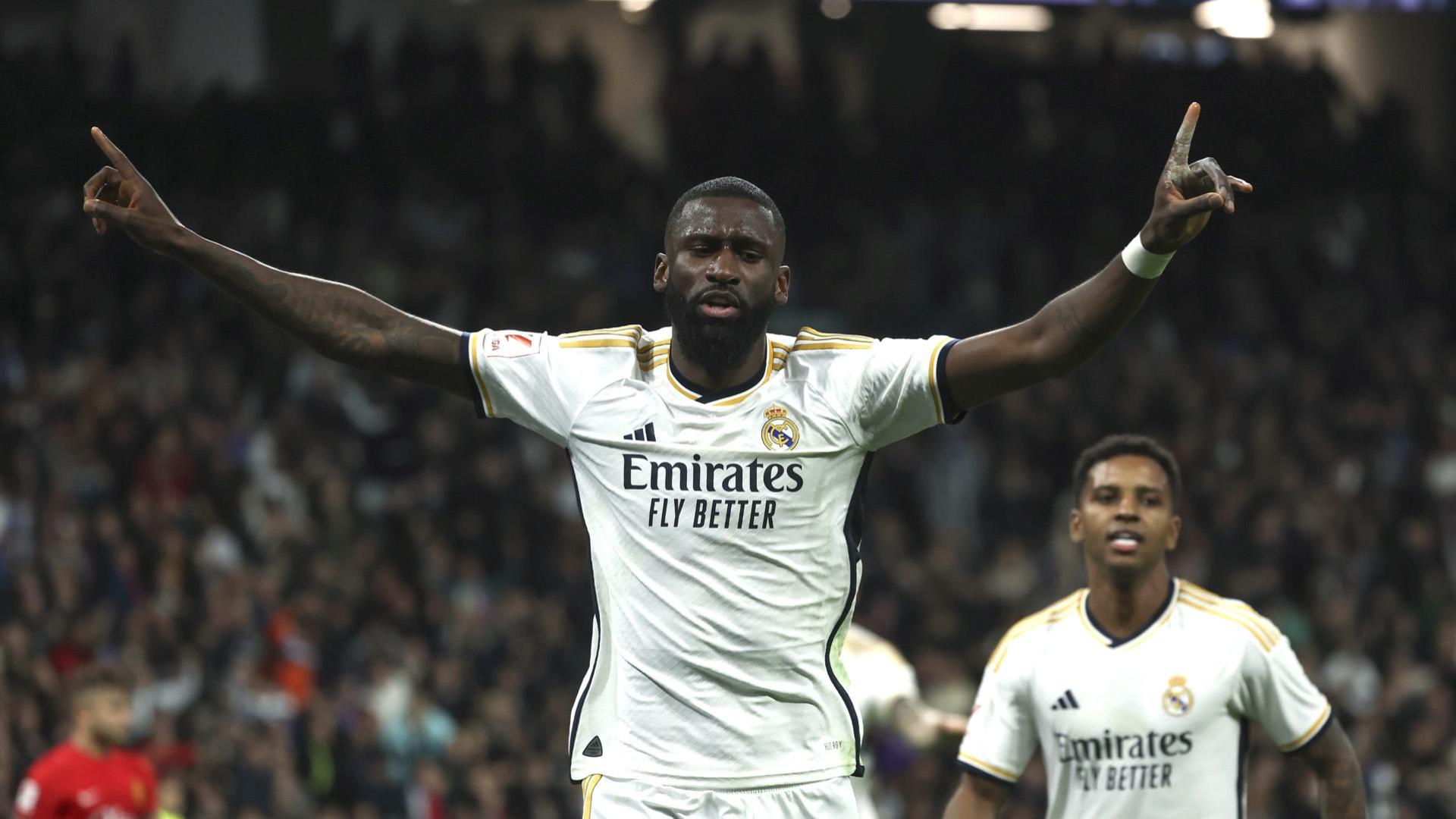 Rüdiger festeja su gol ante el Mallorca