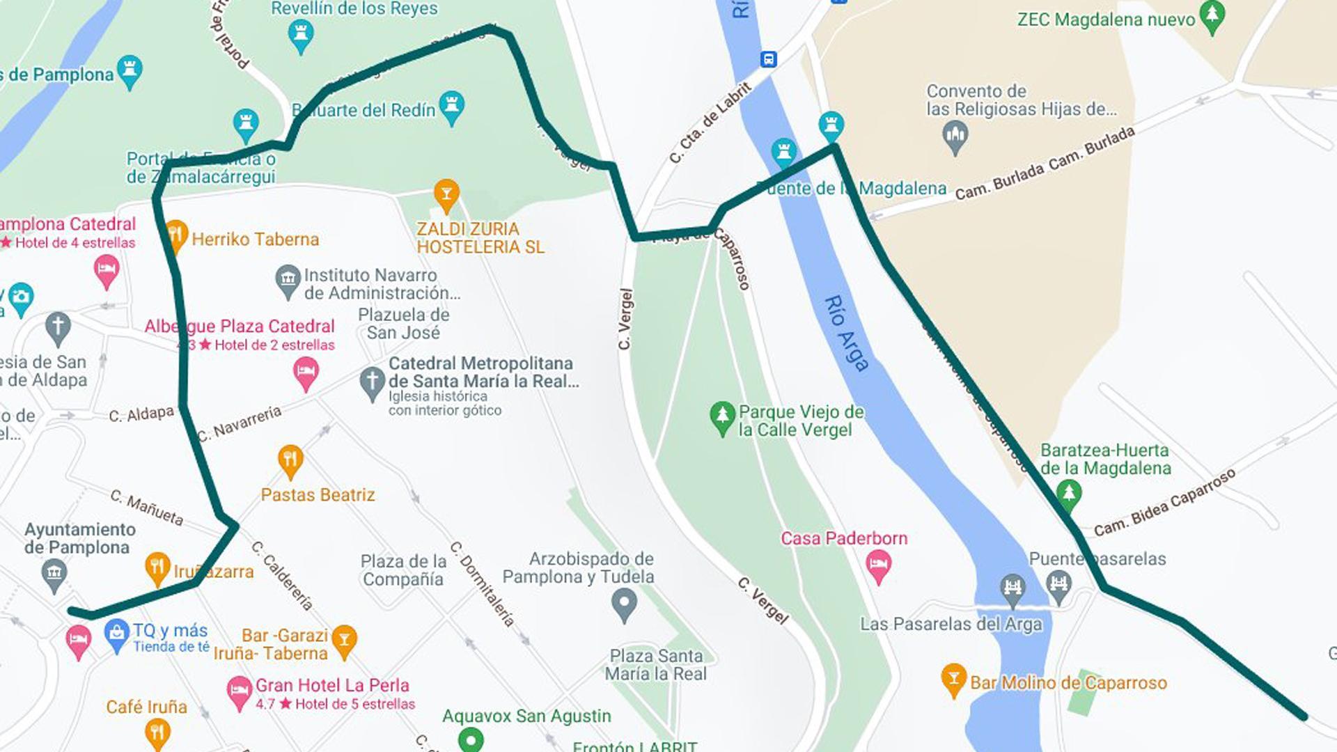 Recorrido de la Cabalgata de los Reyes Magos por Pamplona