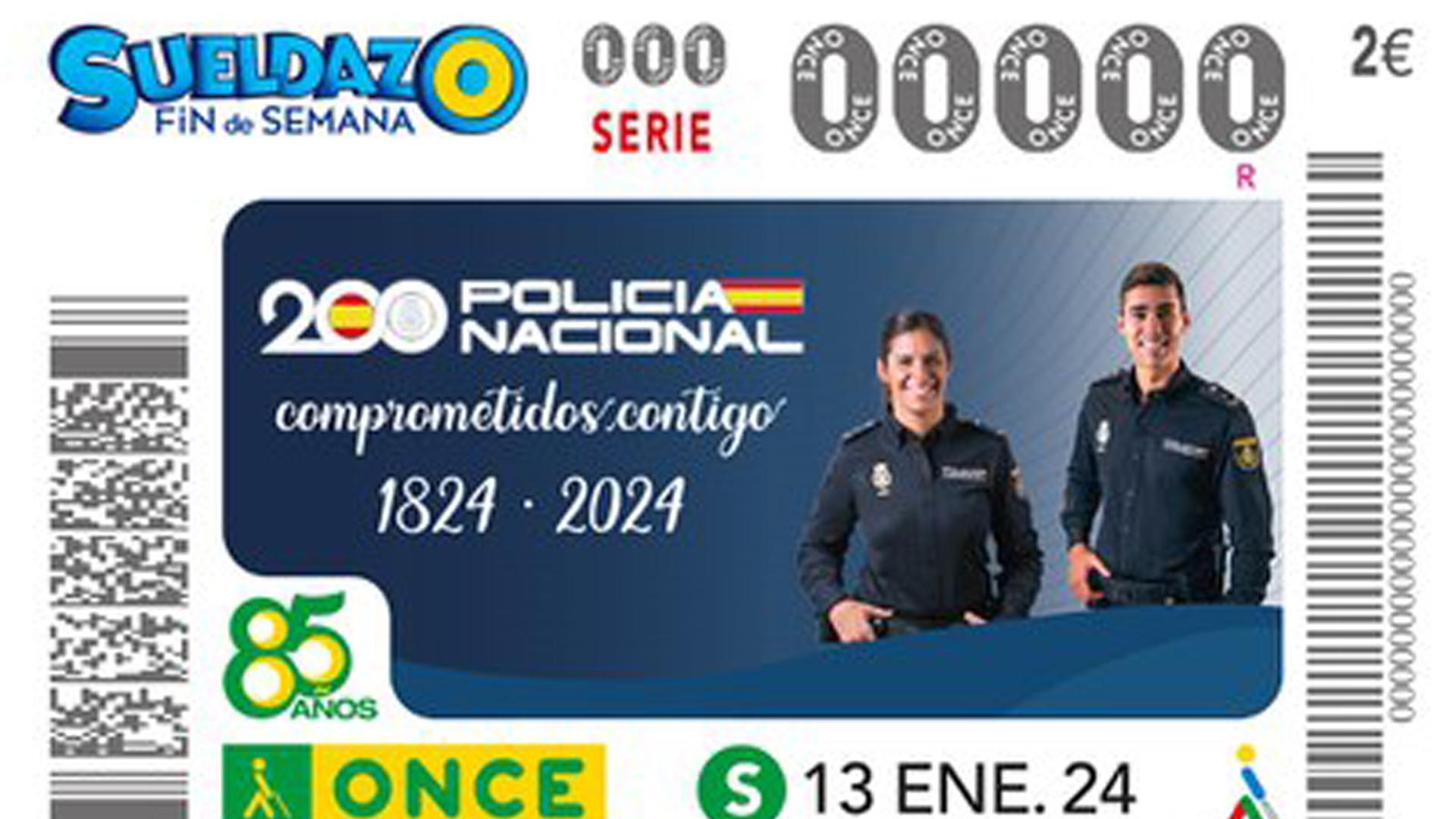 El cupón de la ONCE del sábado, 13 de enero, estaba dedicado al 200 aniversario de la Policía Nacional