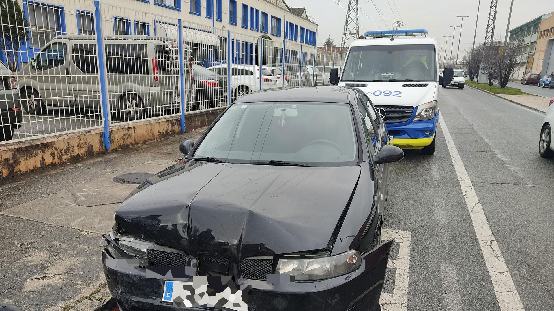 Estado en el que quedó uno de los vehículos accidentados en Pamplona durante el fin de semana