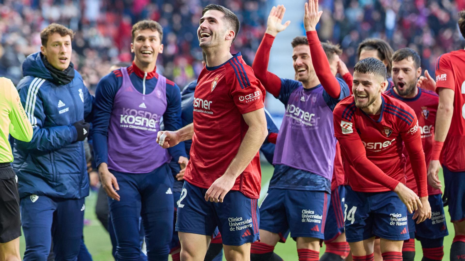 Jesús Areso, celebrando junto a sus compañeros el gran gol que marcó al Getafe